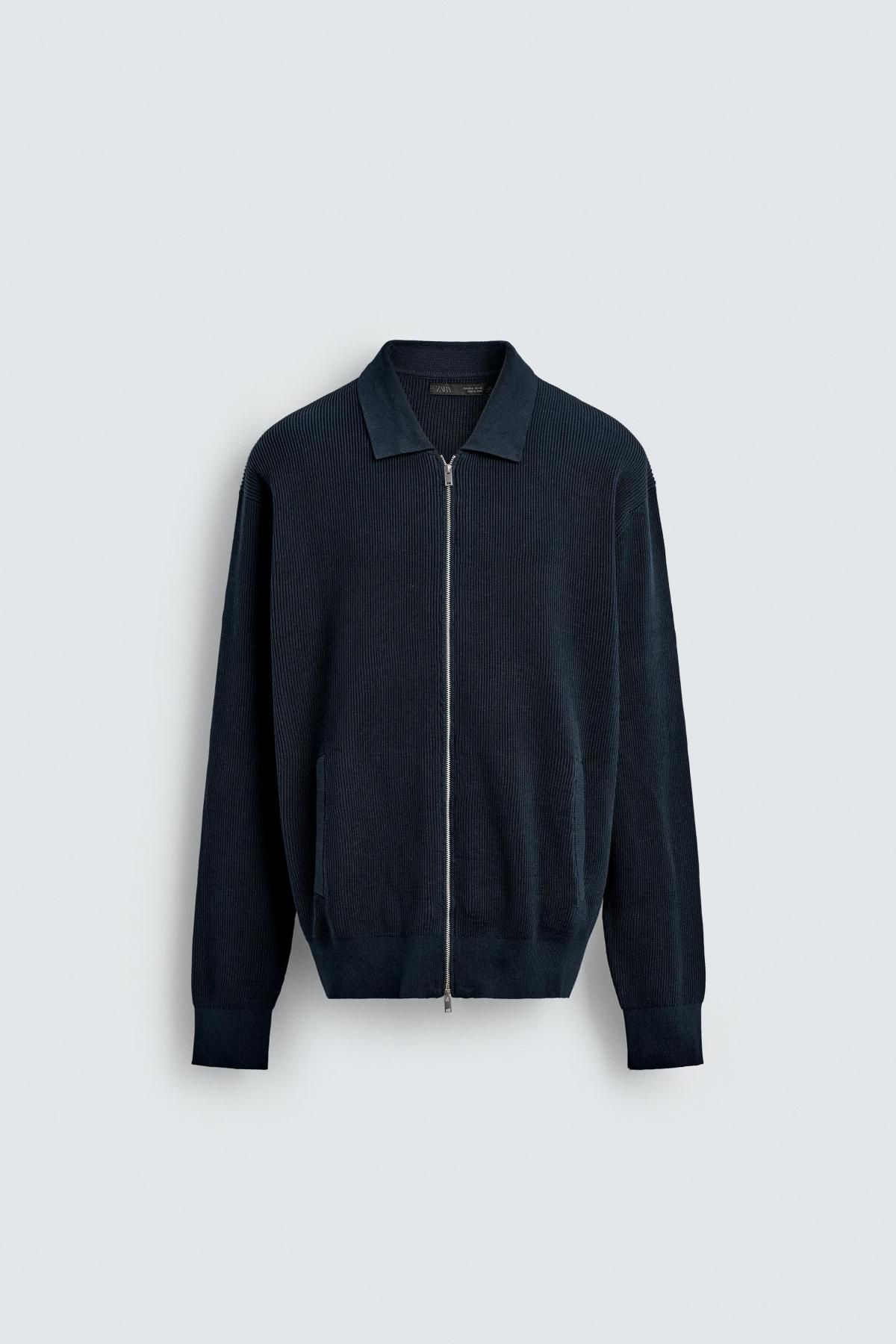 자라 테크니컬 집업 니트 가디건 2142/325 NAVY BLUE - 상품 이미지