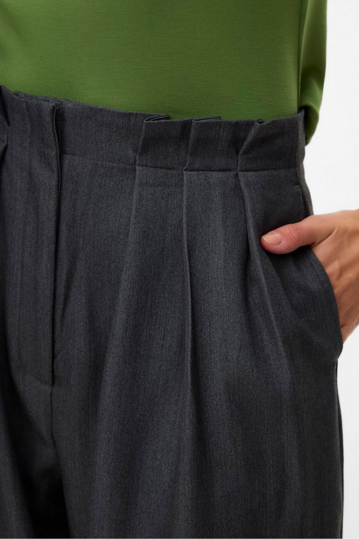 베로모다 와이드 하이웨이스트 슬랙스 팬츠 3722185 GRIS OSCURO - 상세 이미지 3