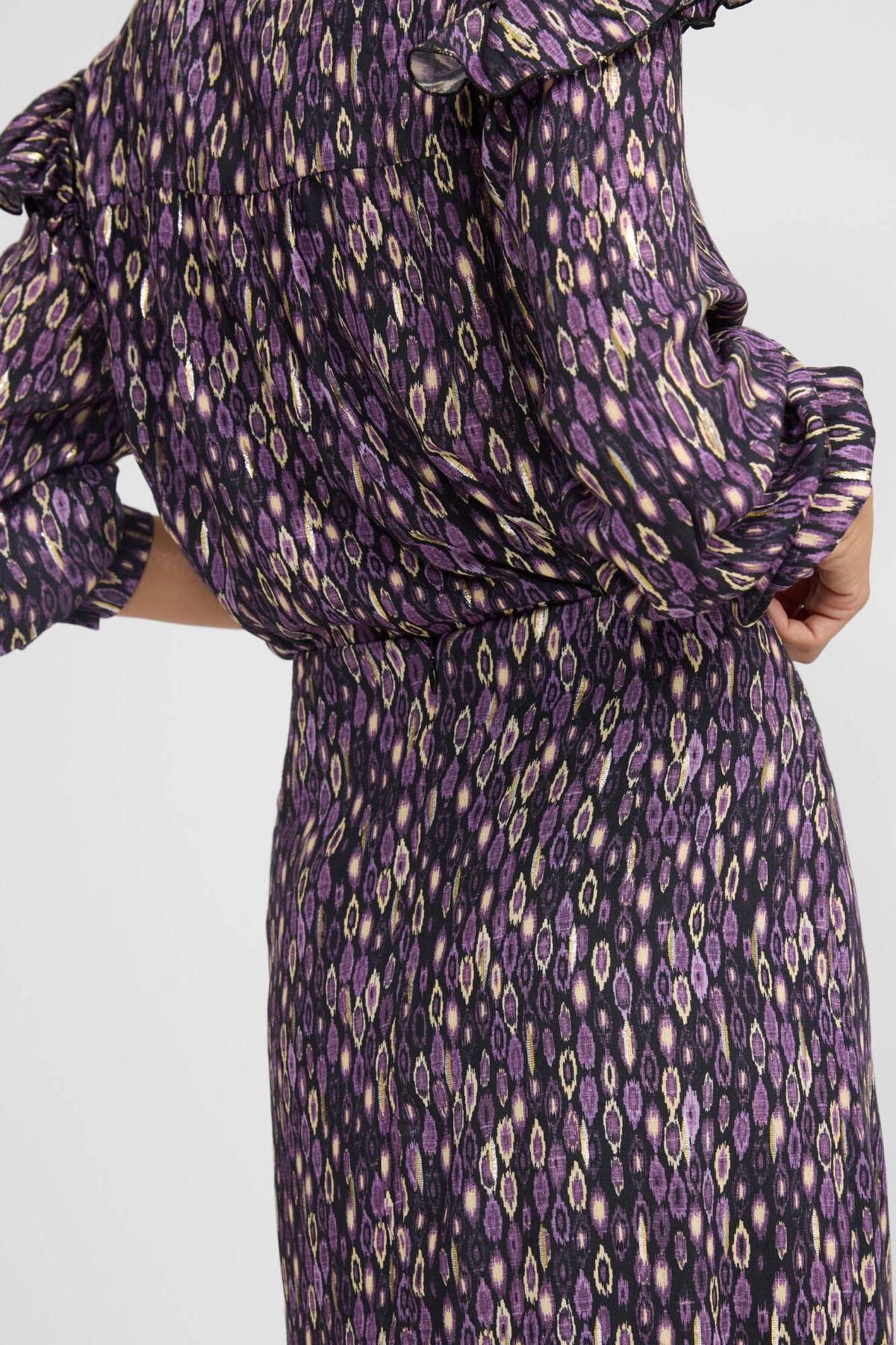 실본 이카트 프린트 슬릿 미디 스커트 5722727 MORADO - 상세 이미지 3