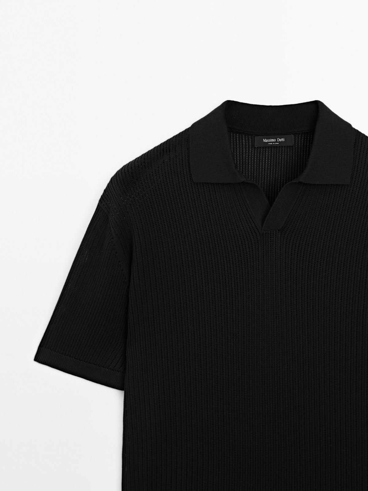 마시모두띠 오픈워크 브이넥 니트 폴로셔츠 0998/206 BLACK - 상세 이미지 5