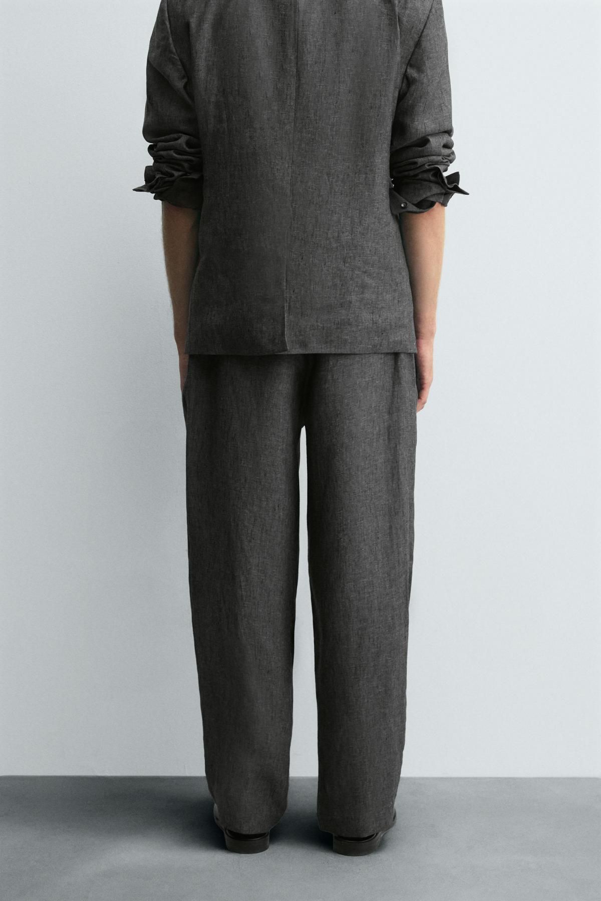 자라 테크니컬 릴렉스핏 리넨 팬츠 0706/393 GREY MARL - 상세 이미지 3