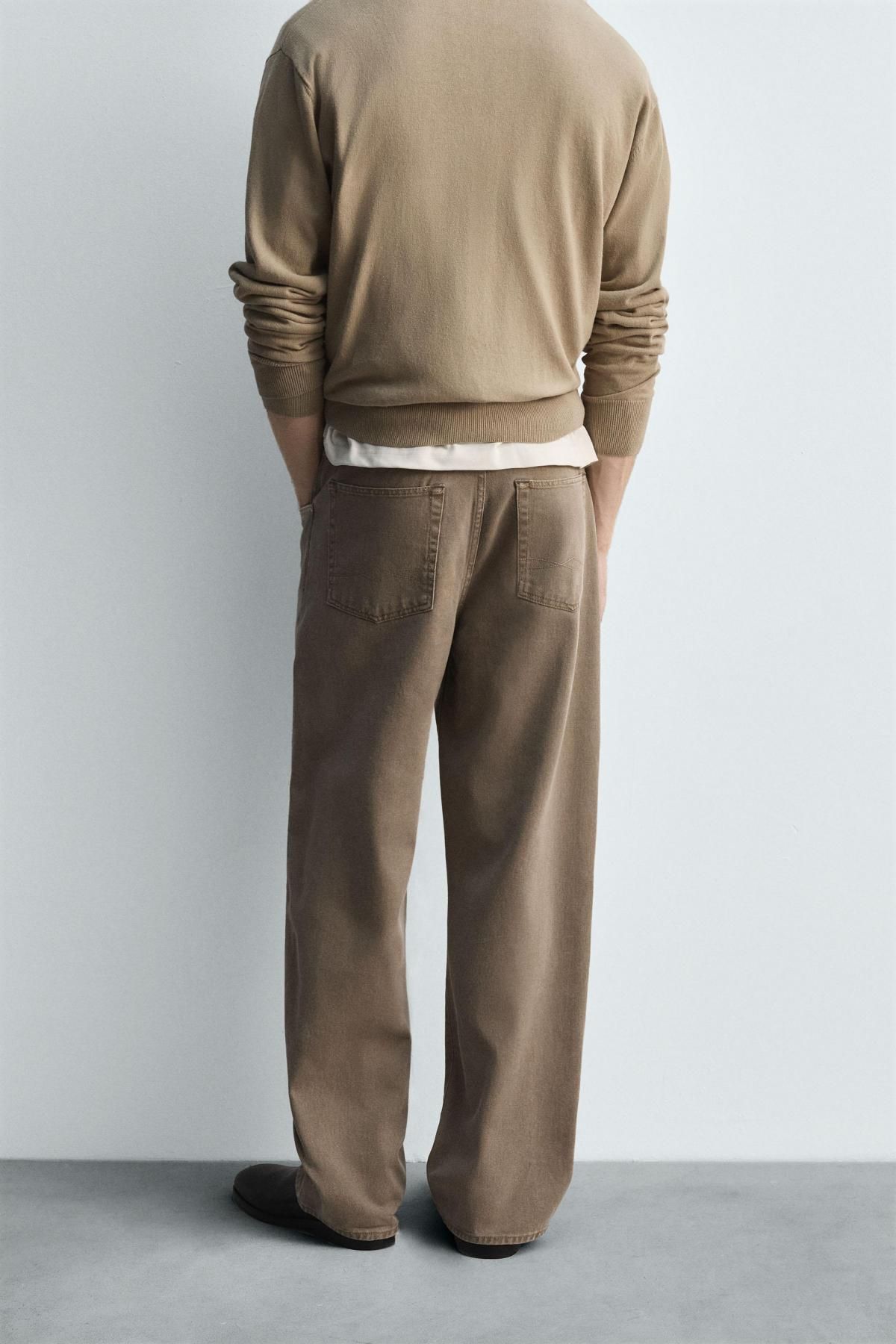 자라 와이드 배럴핏 코튼 데님 팬츠 3991/391 LIGHT BROWN - 상세 이미지 4