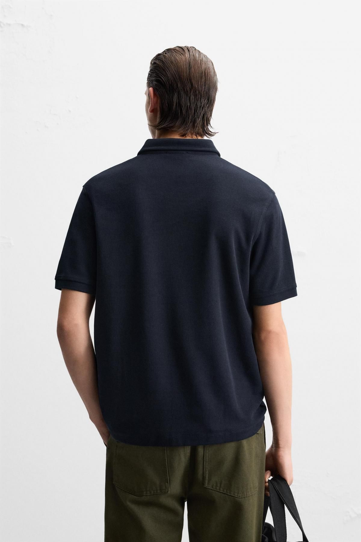 자라 텍스처 폴로 셔츠 4092/400 NAVY BLUE - 상세 이미지 4
