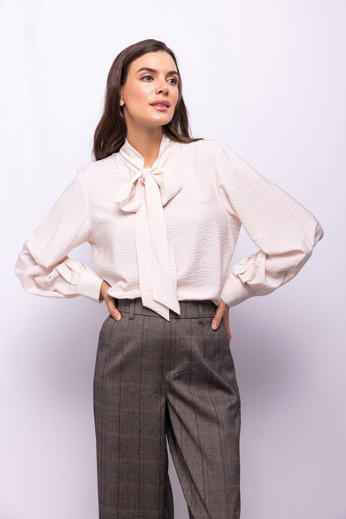 오브젝트 오피스 체크 와이드 팬츠 6398253 VERDE - 상세 이미지 4