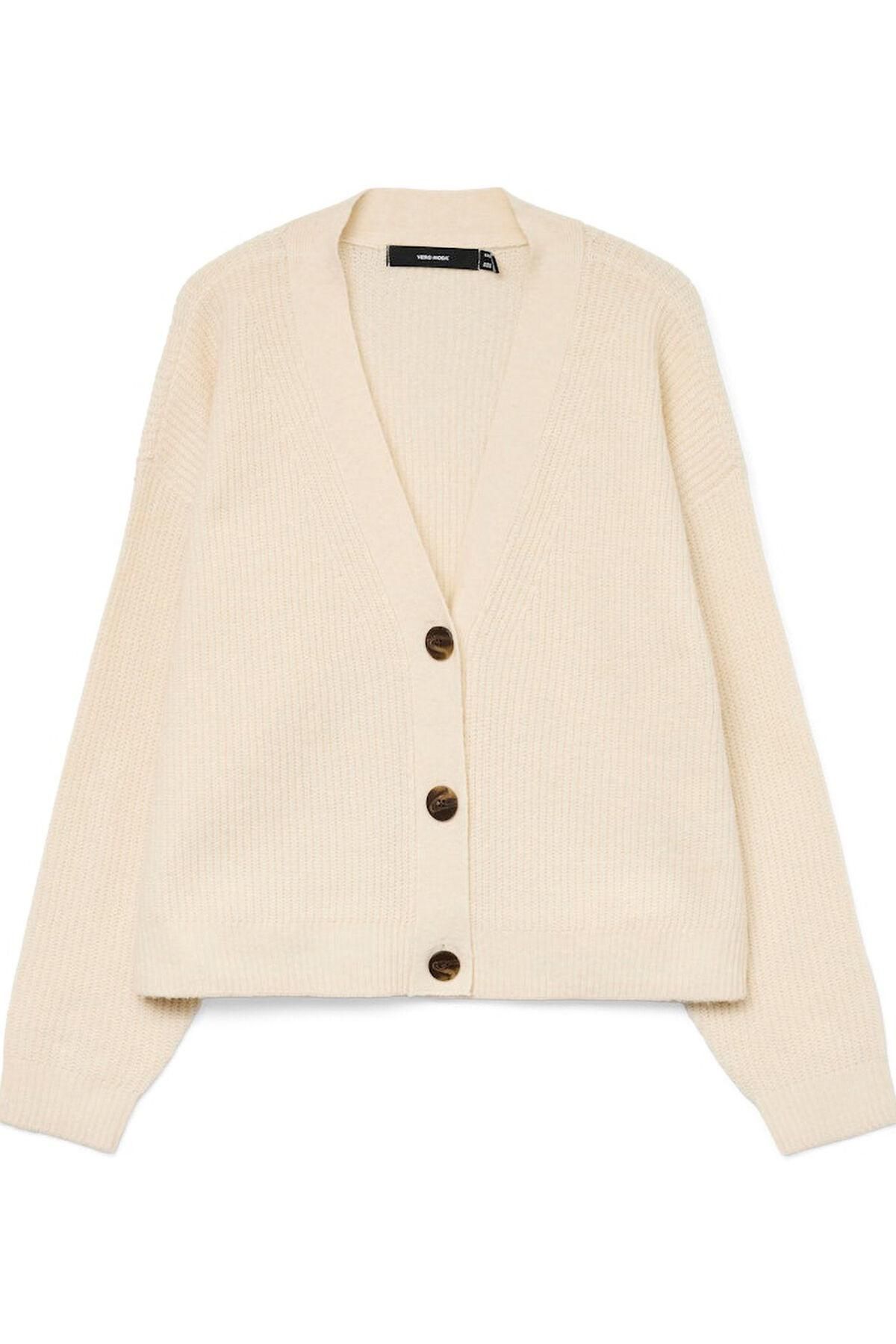 베로모다 브이넥 크롭 니트 가디건 아이보리 여성 3762211 BEIGE - 메인 이미지