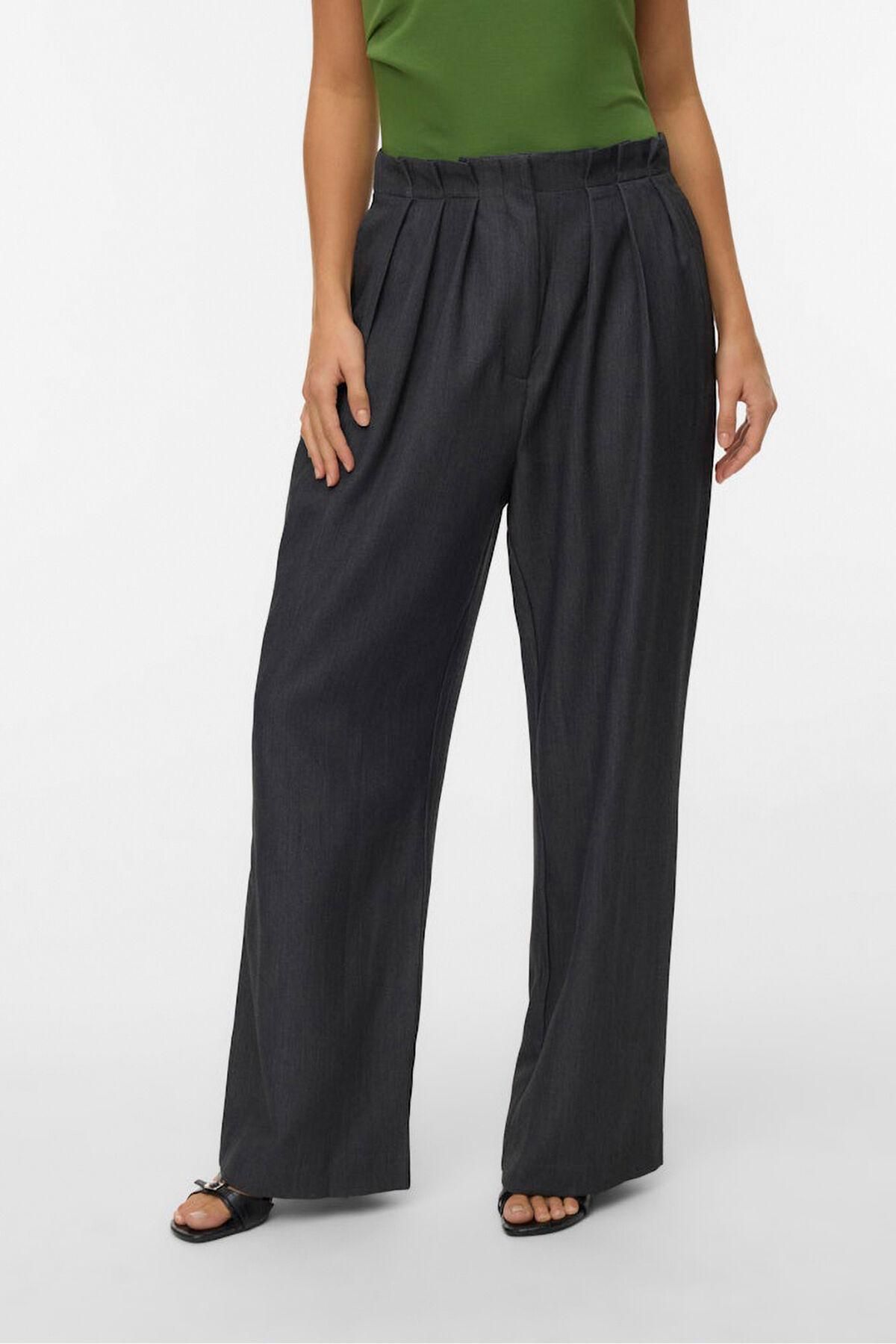 베로모다 와이드 하이웨이스트 슬랙스 팬츠 3722185 GRIS OSCURO - 상품 이미지