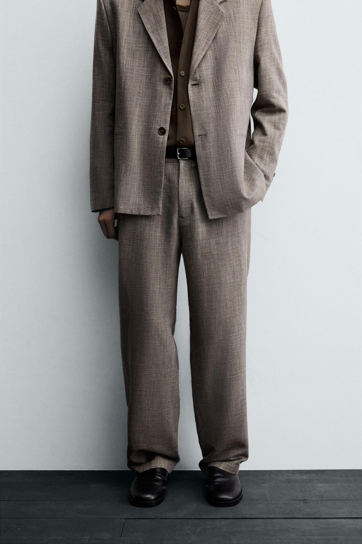 자라 테크니컬 슬림핏 텍스처 수트 팬츠 5905/484 LIGHT BROWN - 메인 이미지