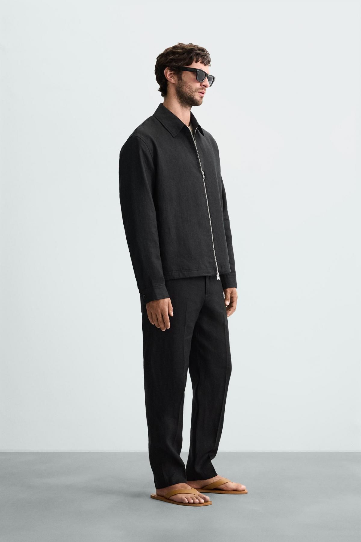 자라 리넨 오버핏 집업 오버셔츠 8281/002 BLACK - 상세 이미지 5