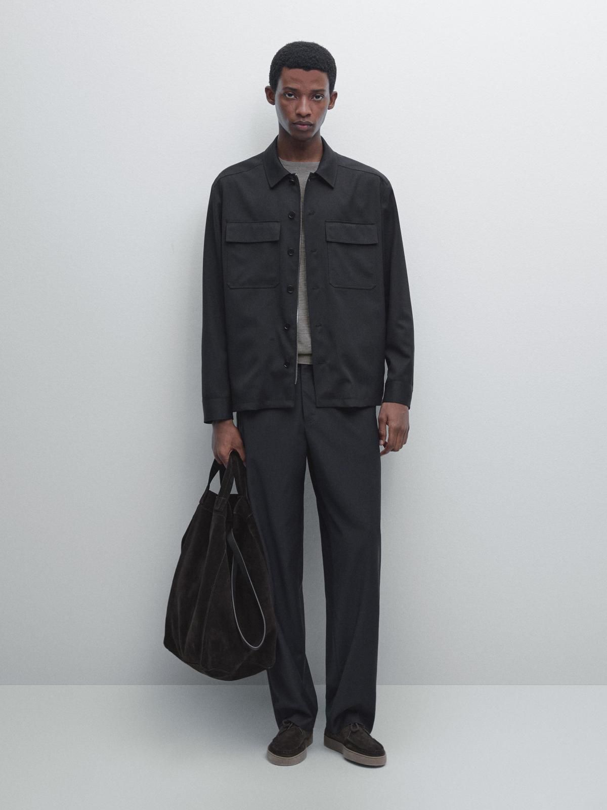 마시모두띠 테크니컬 쿨 울 블렌드 오버셔츠 2811/371 NAVY BLUE - 상세 이미지 2