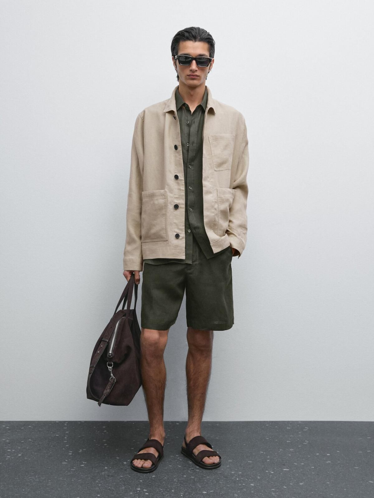 마시모두띠 세미 조거핏 리넨 버뮤다 쇼츠 2907/006 DARK GREEN - 상세 이미지 2