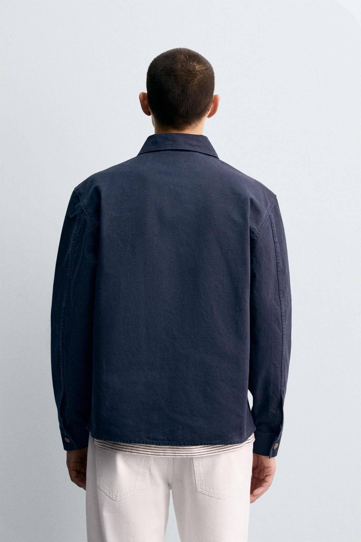 자라 테크니컬 캔버스 포켓 오버셔츠 7563/237 NAVY BLUE - 상세 이미지 4