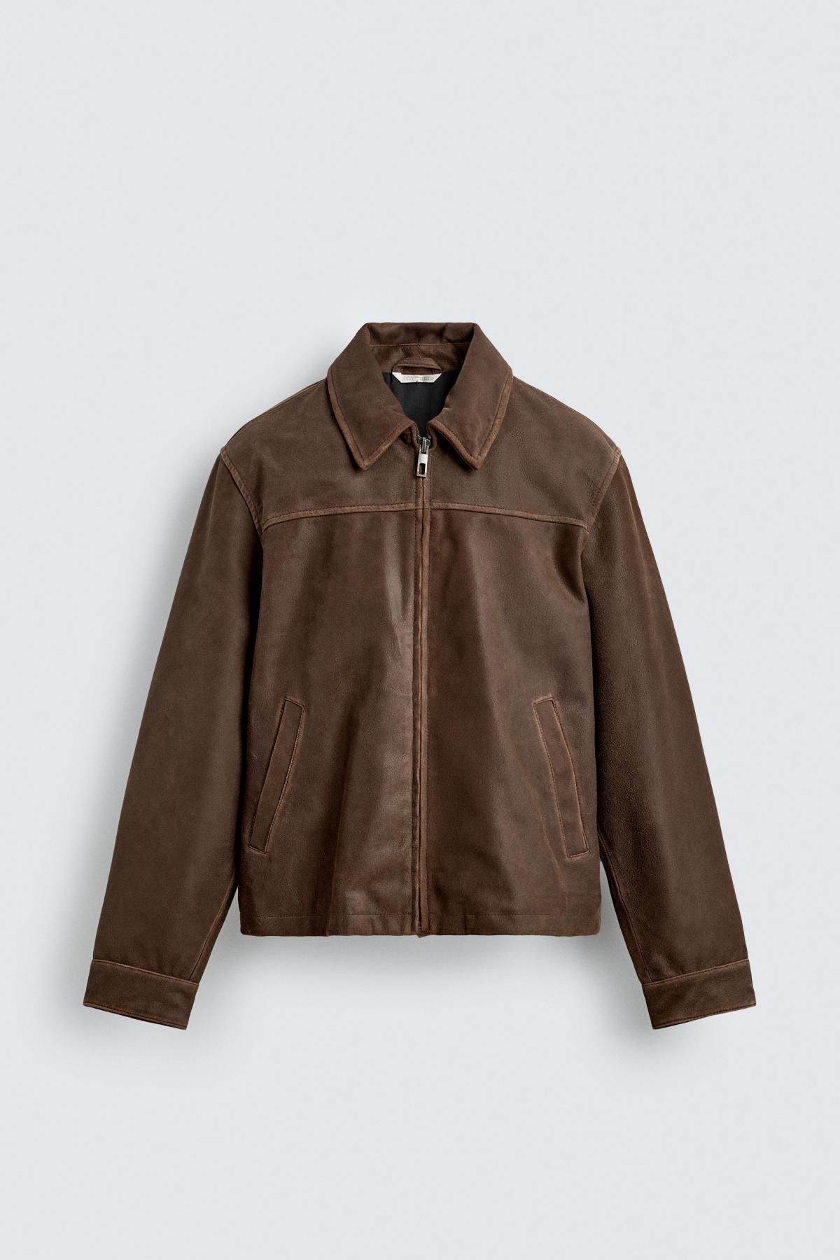 자라 크롭핏 레더 테크니컬 브라운 재킷 4415/300 BROWN - 상품 이미지