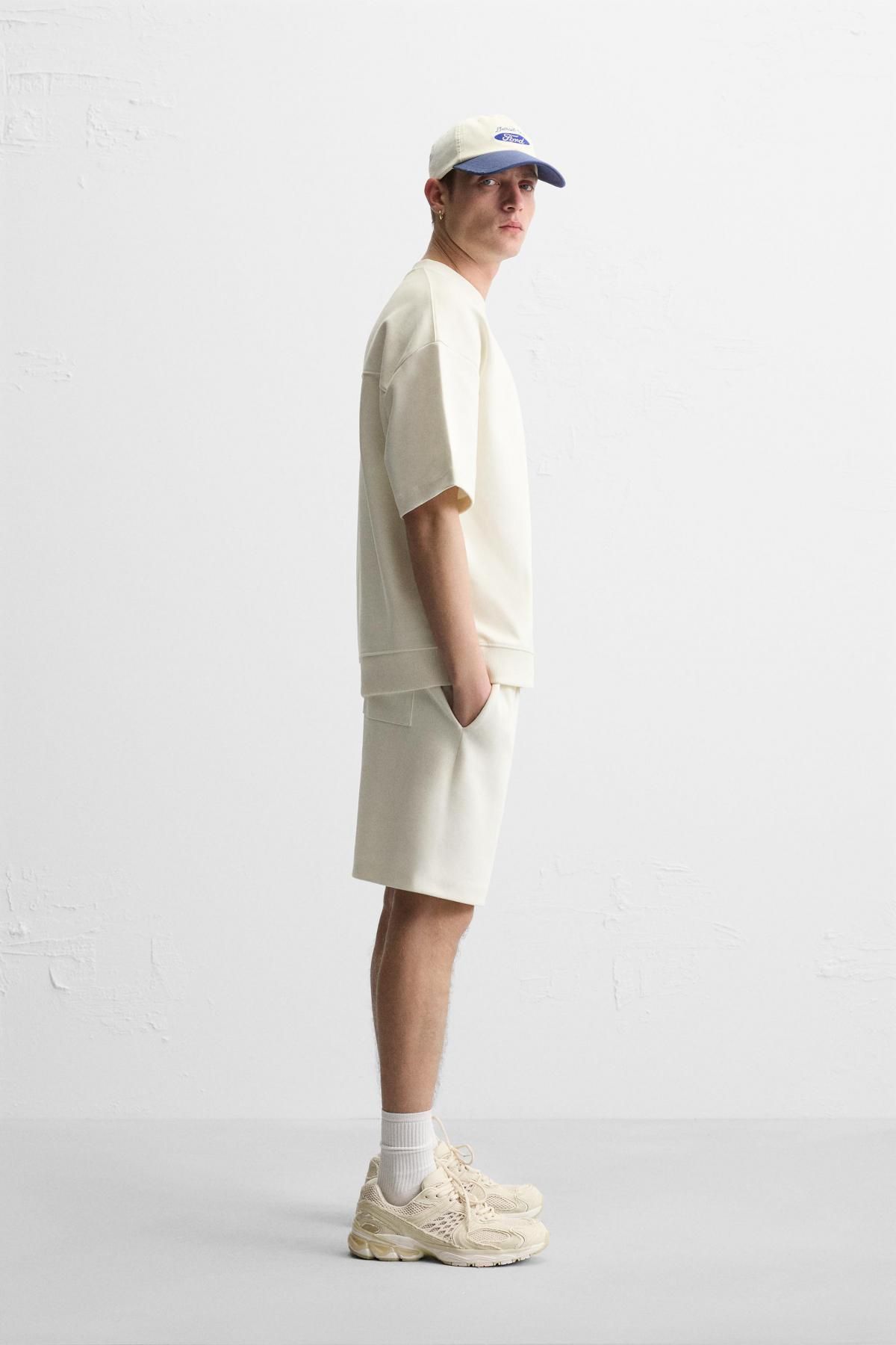 자라 인터록 텍스처 버뮤다 쇼츠 0761/451 OYSTER-WHITE - 상세 이미지 5