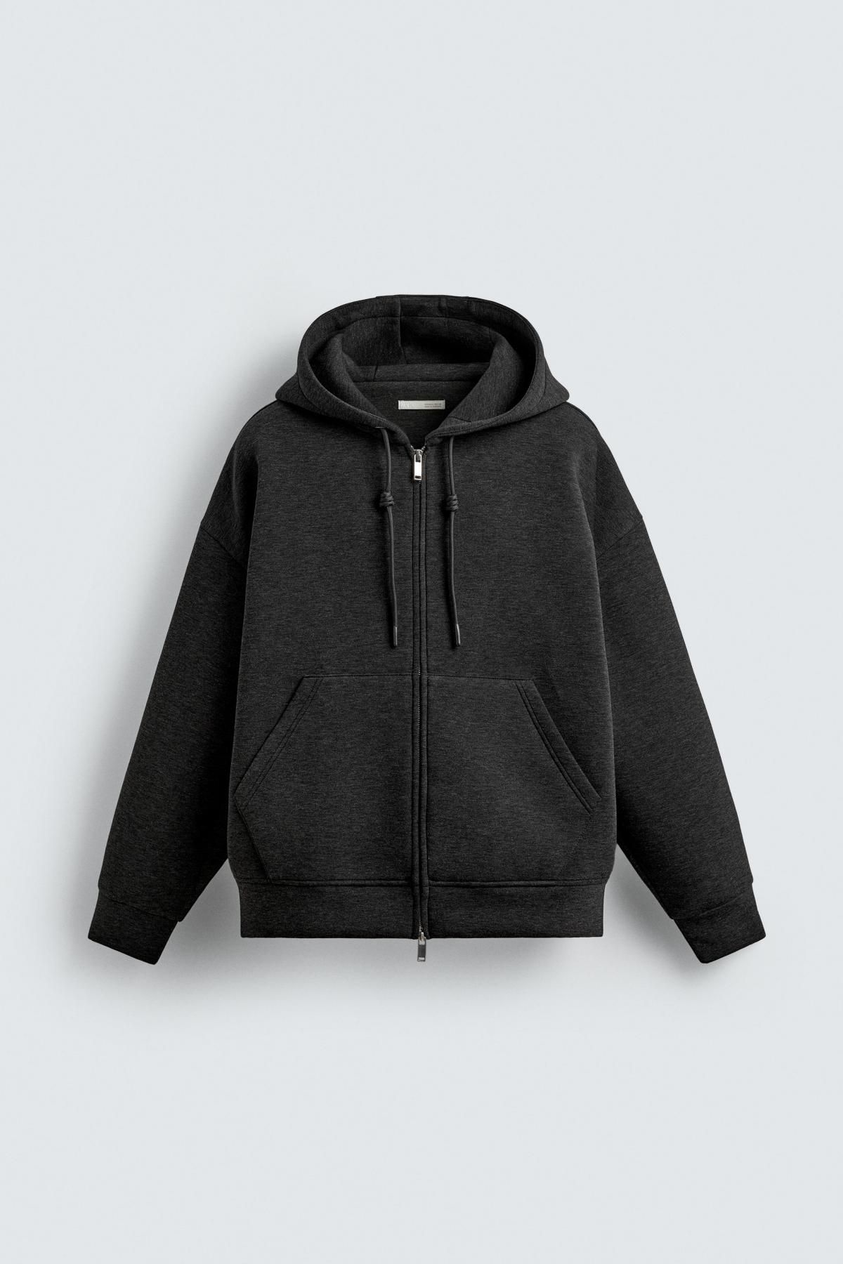 자라 네오프렌 이펙트 릴랙스핏 후드 집업 1437/360 DARK GREY - 메인 이미지