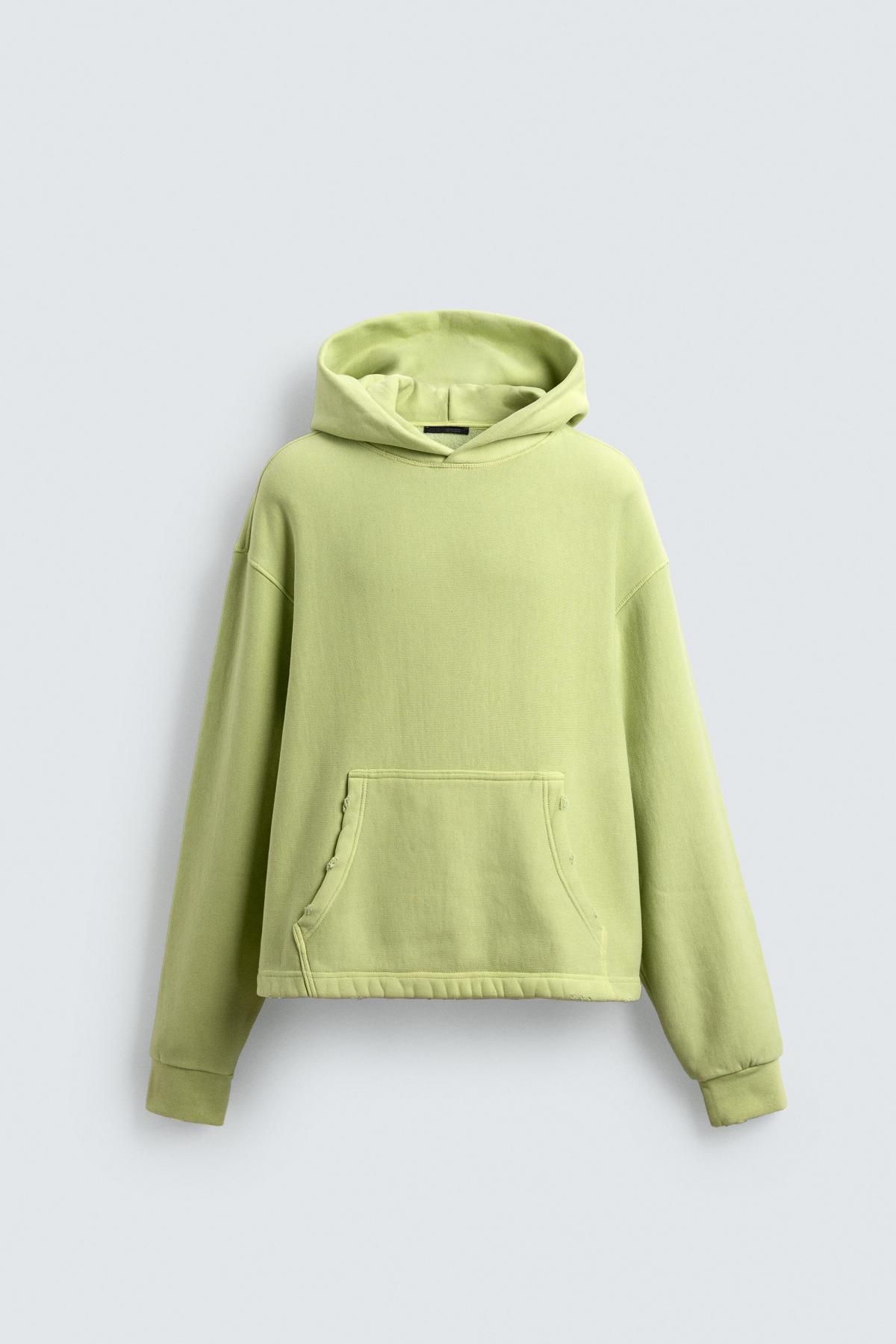 자라 워시드 크롭핏 후드 스웨트셔츠 4729/308 PISTACHIO GREEN - 상품 이미지