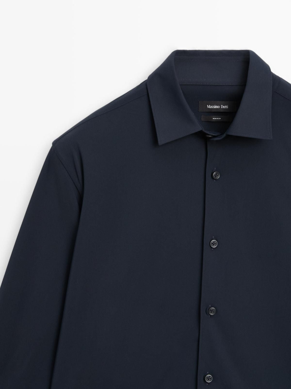 마시모두띠 네이비 테크니컬 슬림핏 스트레치 긴팔 셔츠 3560/543 NAVY BLUE - 상세 이미지 4