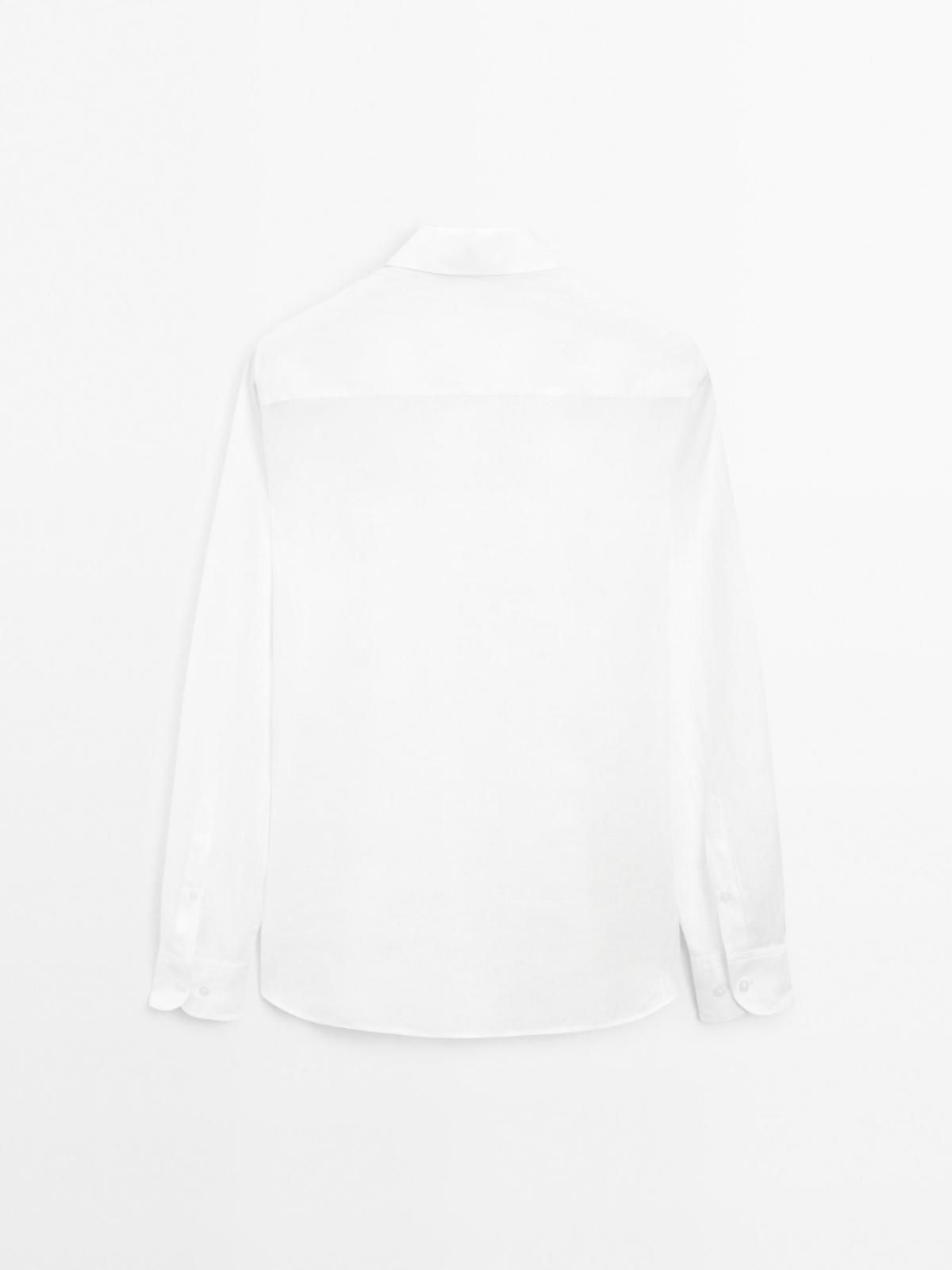 마시모두띠 프리미엄 린넨 슬림핏 긴팔셔츠 0100/777 WHITE - 상세 이미지 3