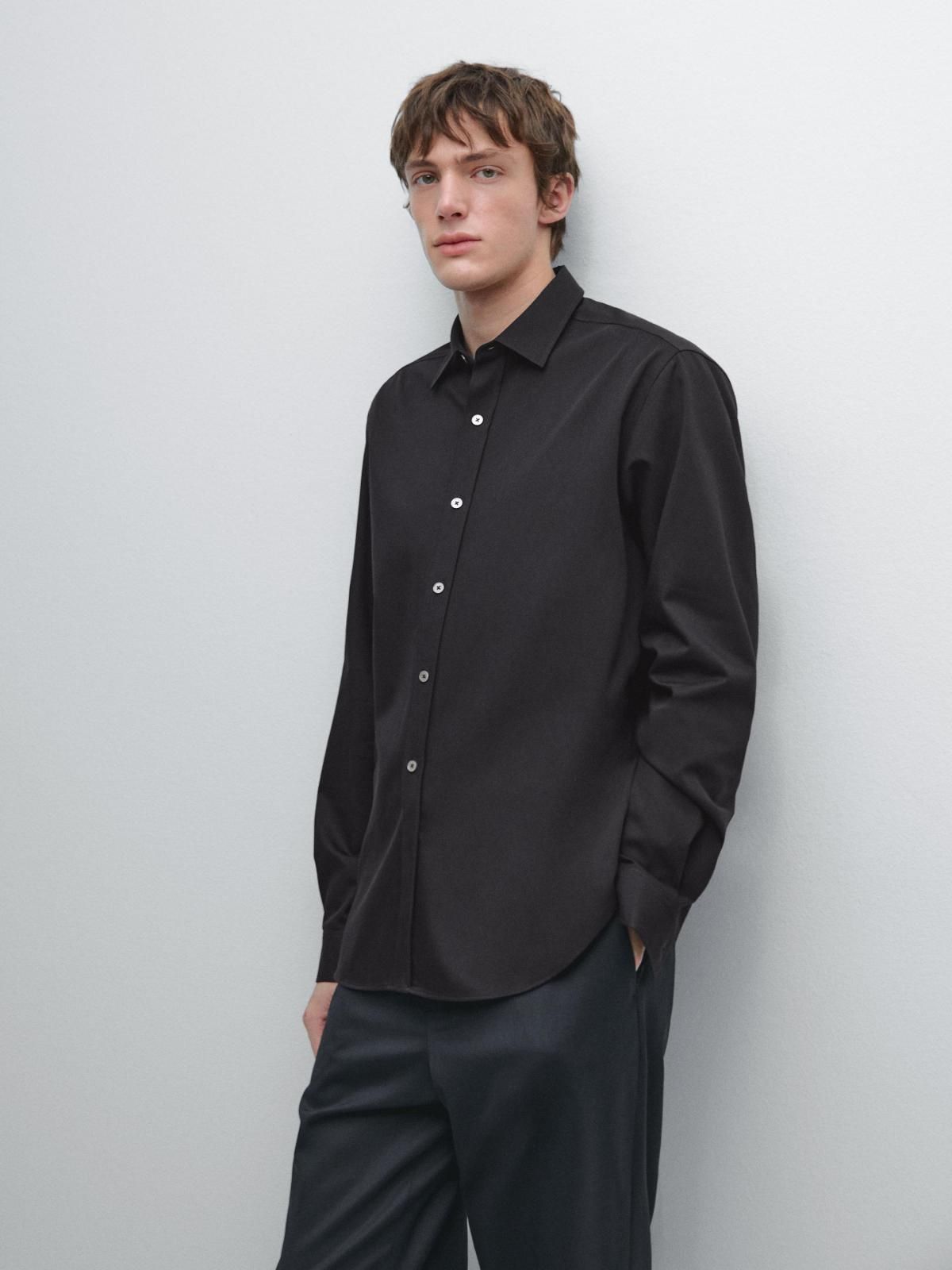 마시모두띠 미니멀 레귤러핏 코튼블렌드 긴팔셔츠 1770/260 NAVY BLUE - 상세 이미지 3