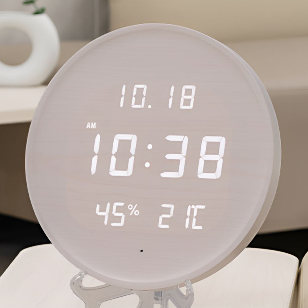 디지털 무선 벽걸이 시계 LED 달력 온습도 선없 벽시계 이미지 6