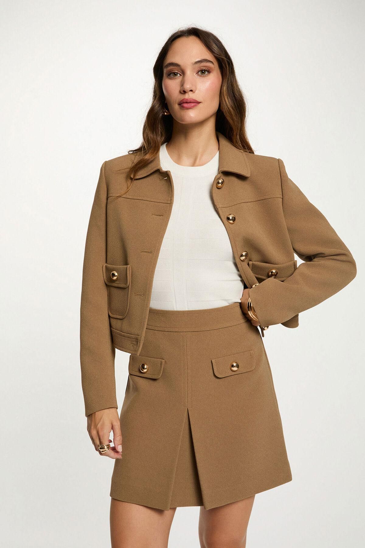 모르간 골드버튼 플리츠 미니 스커트 5722719 BEIGE - 상품 이미지