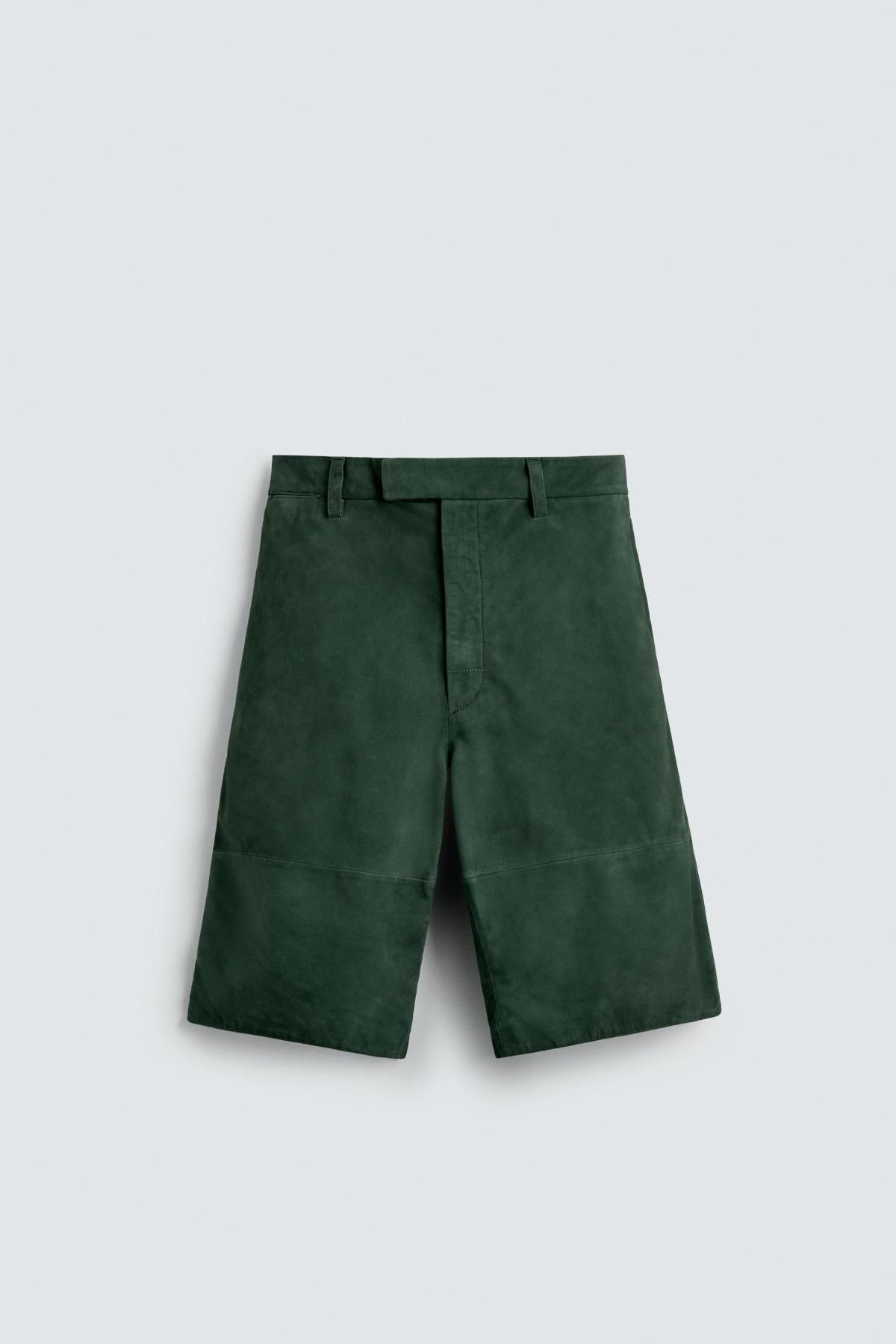 자라 프리미엄 스웨이드 레더 버뮤다 쇼츠 5388/301 GREEN - 상품 이미지