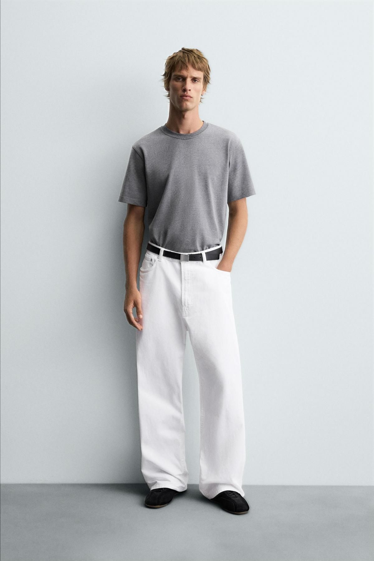 자라 와이드핏 배기 데님 팬츠 1063/350 WHITE - 상세 이미지 2