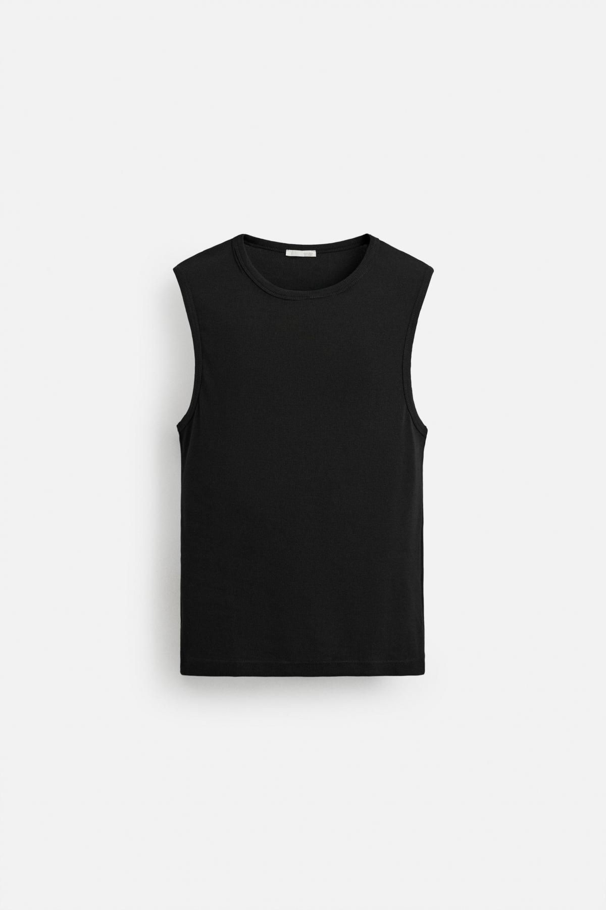 자라 슬림핏 골지 민소매 티셔츠 4087/353 BLACK - 메인 이미지
