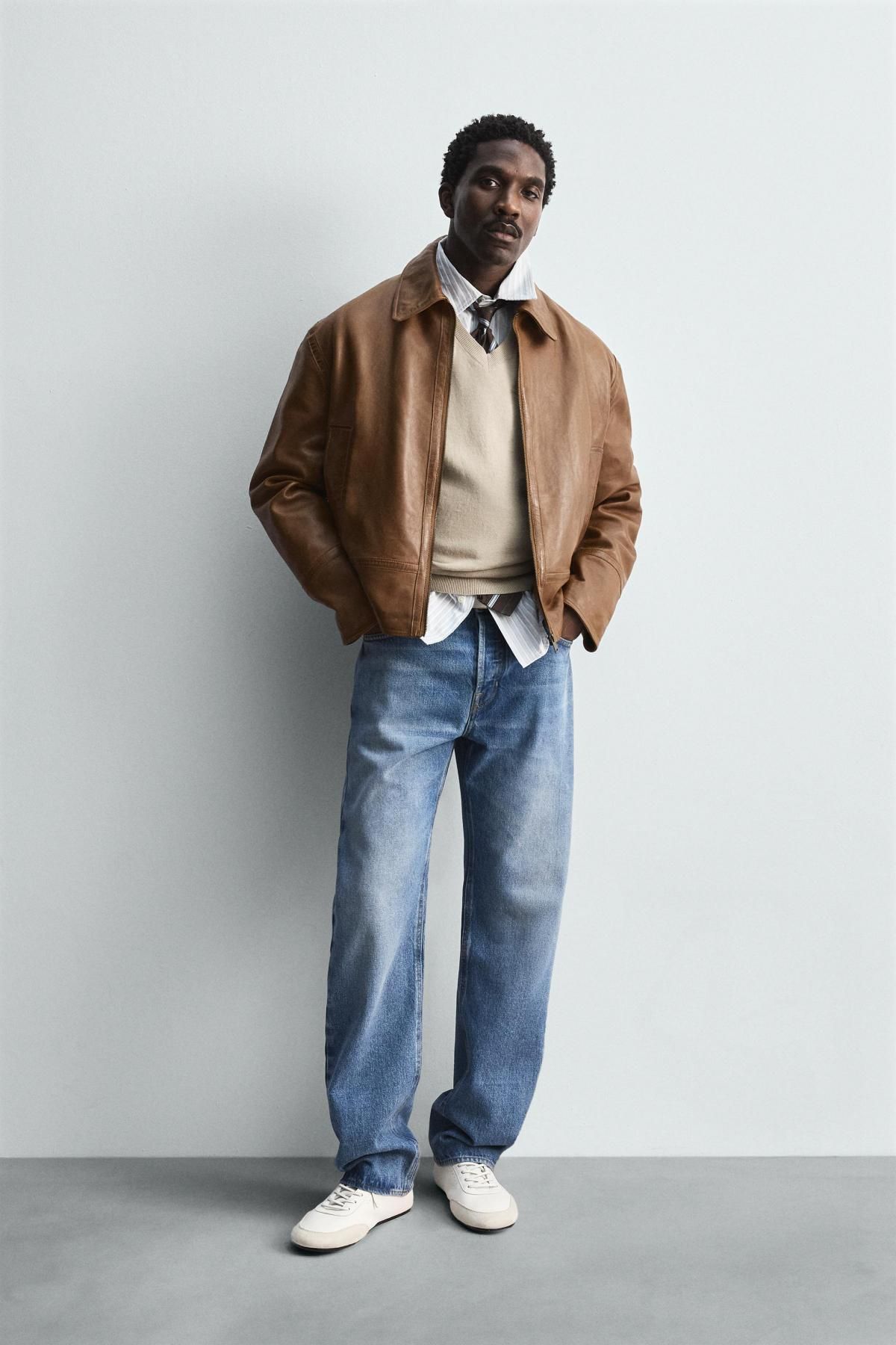 자라 빈티지 레더 재킷 5388/420 BROWN - 상세 이미지 2