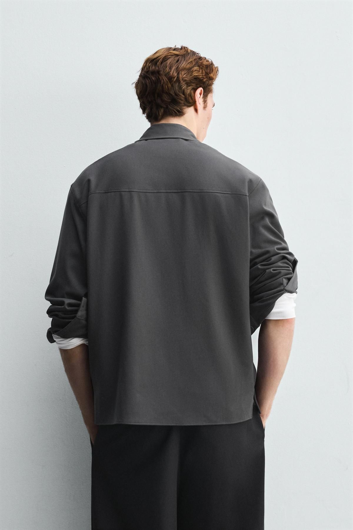 자라 테크니컬 비스코스 긴팔 폴로셔츠 7484/697 DARK GREEN - 상세 이미지 4