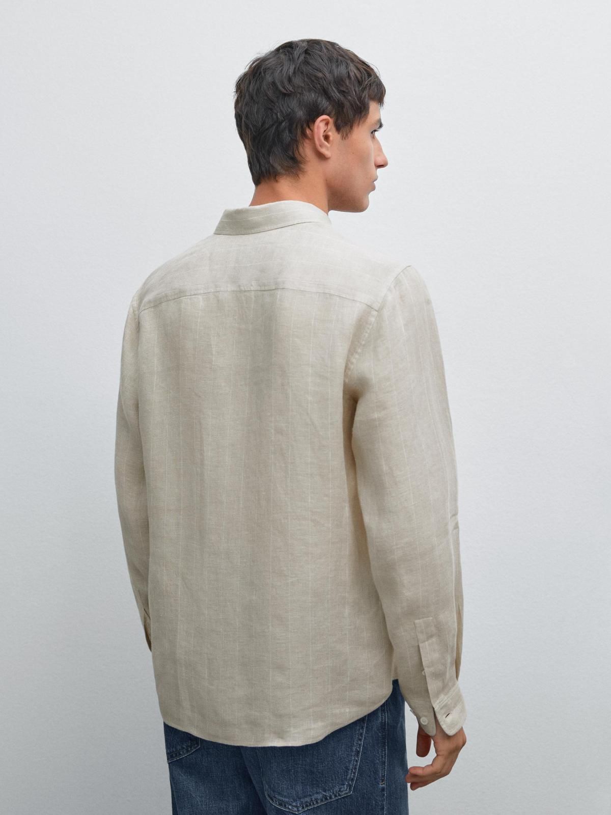 마시모두띠 리넨 스트라이프 레귤러핏 긴팔셔츠 1754/251 BEIGE - 상세 이미지 4
