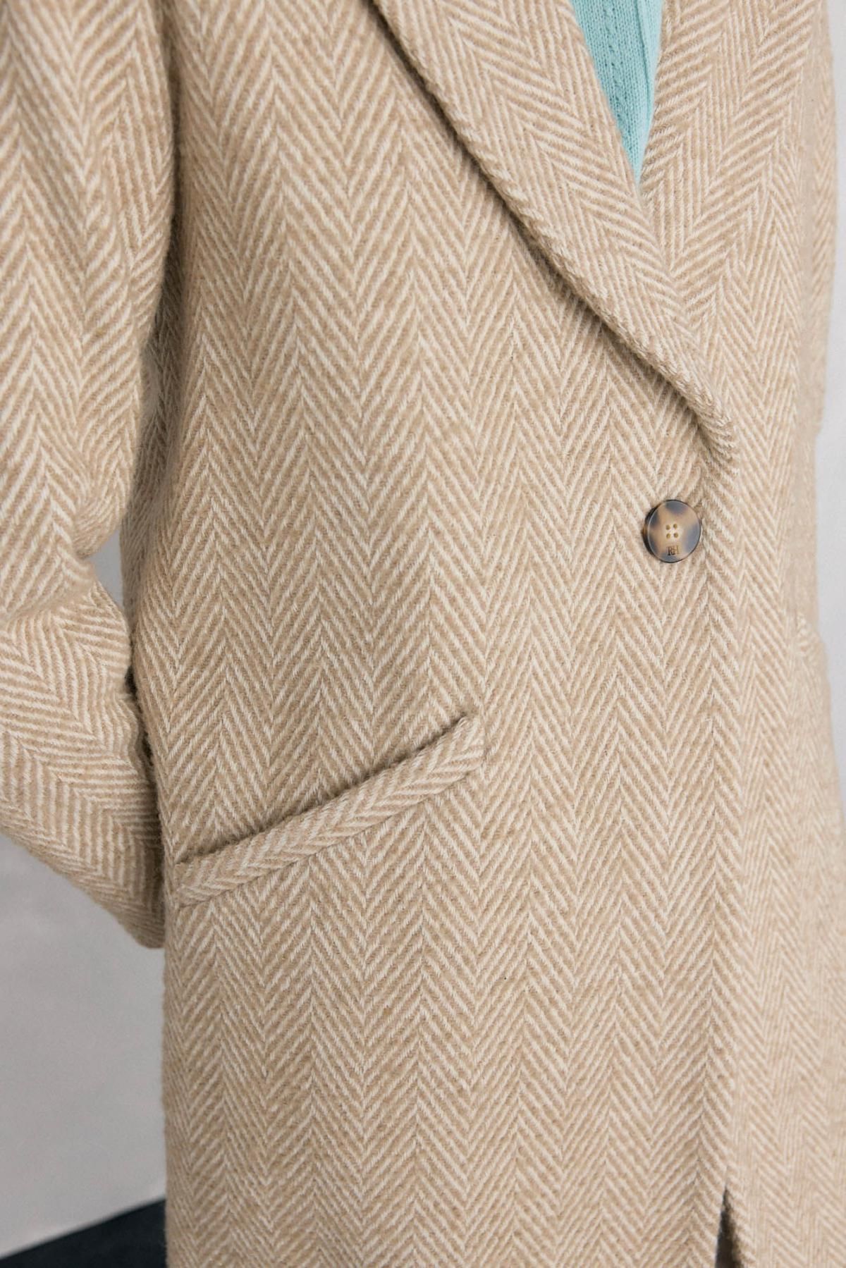 페드로 델 이에로 헤링본 울 롱코트 베이지 7522240 BEIGE - 상세 이미지 2