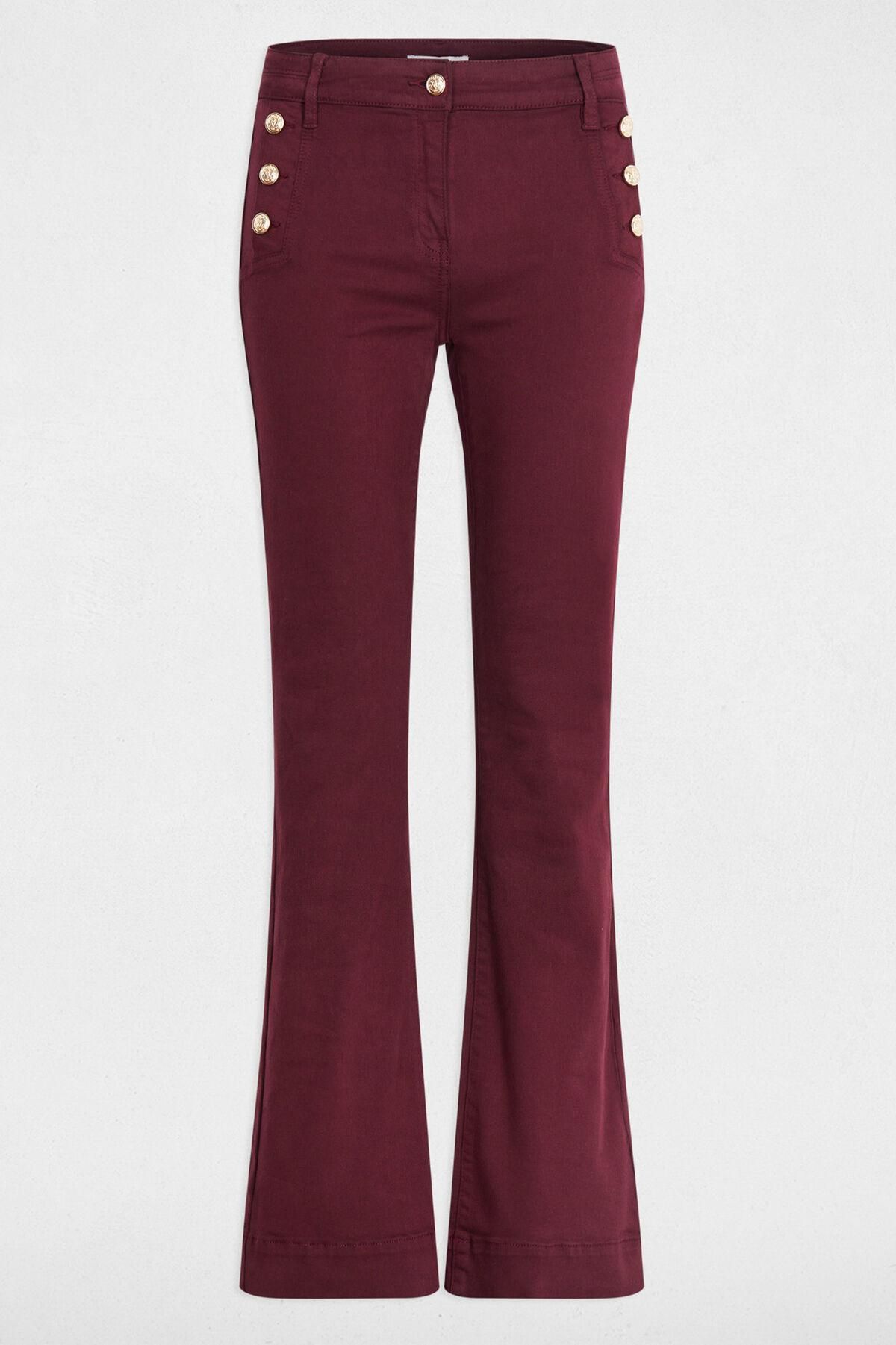 모르간 모던 부츠컷 팬츠 골드버튼 와인 컬러 3722200 GRANATE - 상품 이미지