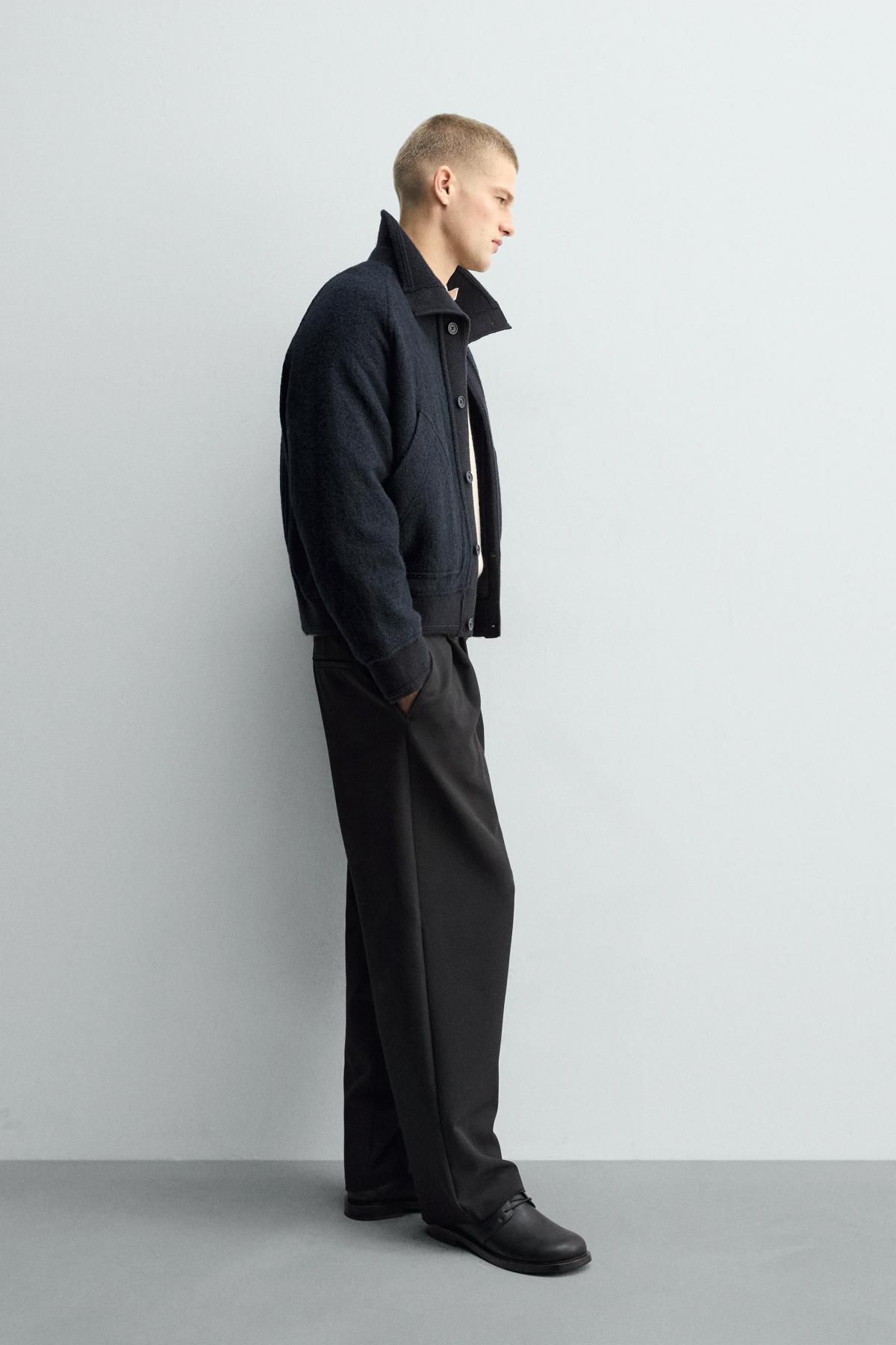 자라 배색 카라 골지 니트 재킷 1437/343 NAVY BLUE - 상세 이미지 5
