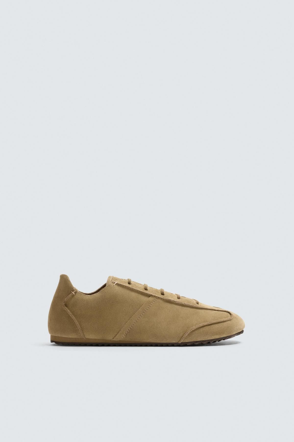 자라 프리미엄 레더 테크니컬 로우탑 스니커즈 2252/620 SAND BROWN - 메인 이미지