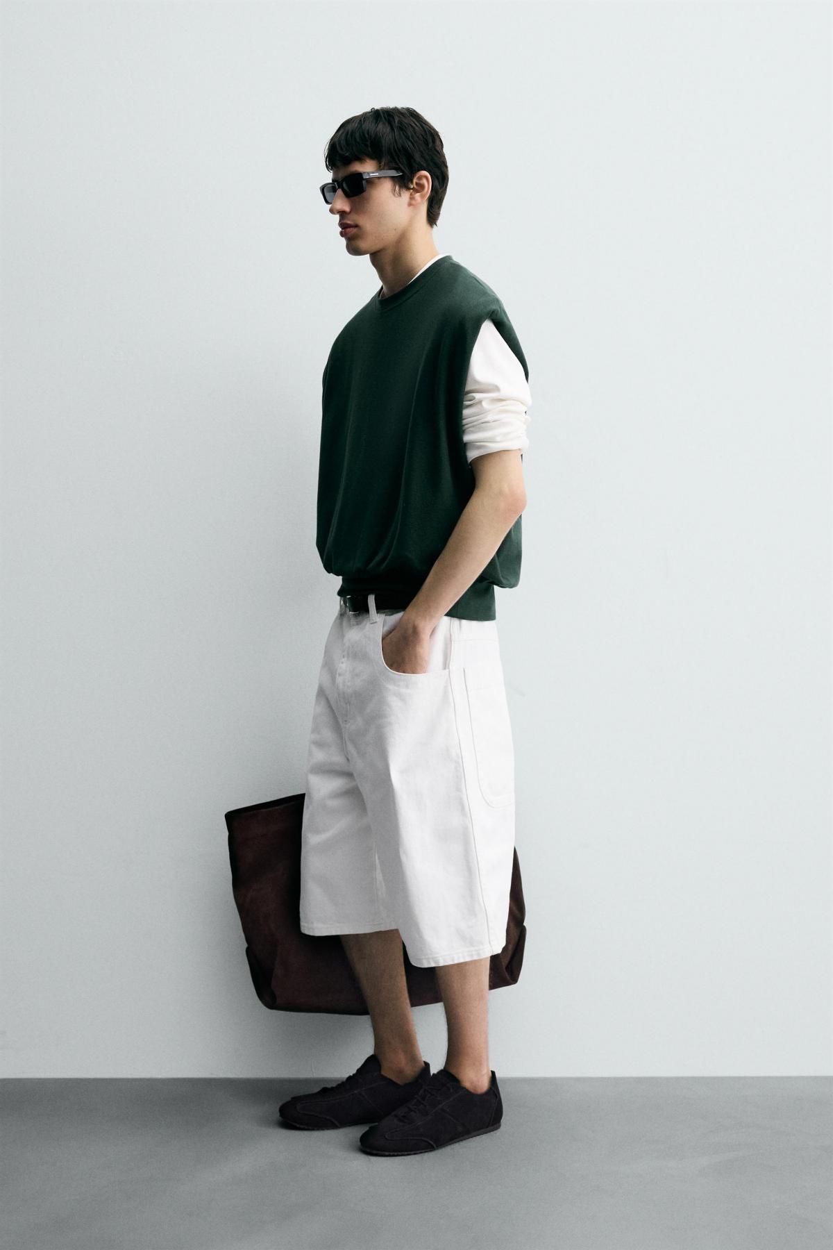 자라 테크니컬 스트레치 인터록 코튼 텍스처 베스트 5584/334 DUCK GREEN - 상세 이미지 5