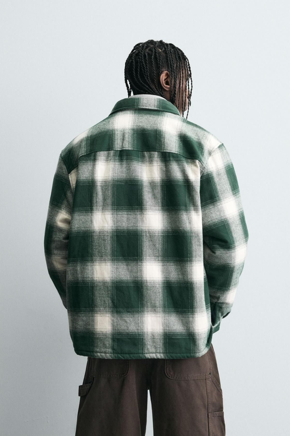 자라 테크니컬 퀼팅 체크 오버셔츠 4302/321 GREEN - 상세 이미지 4