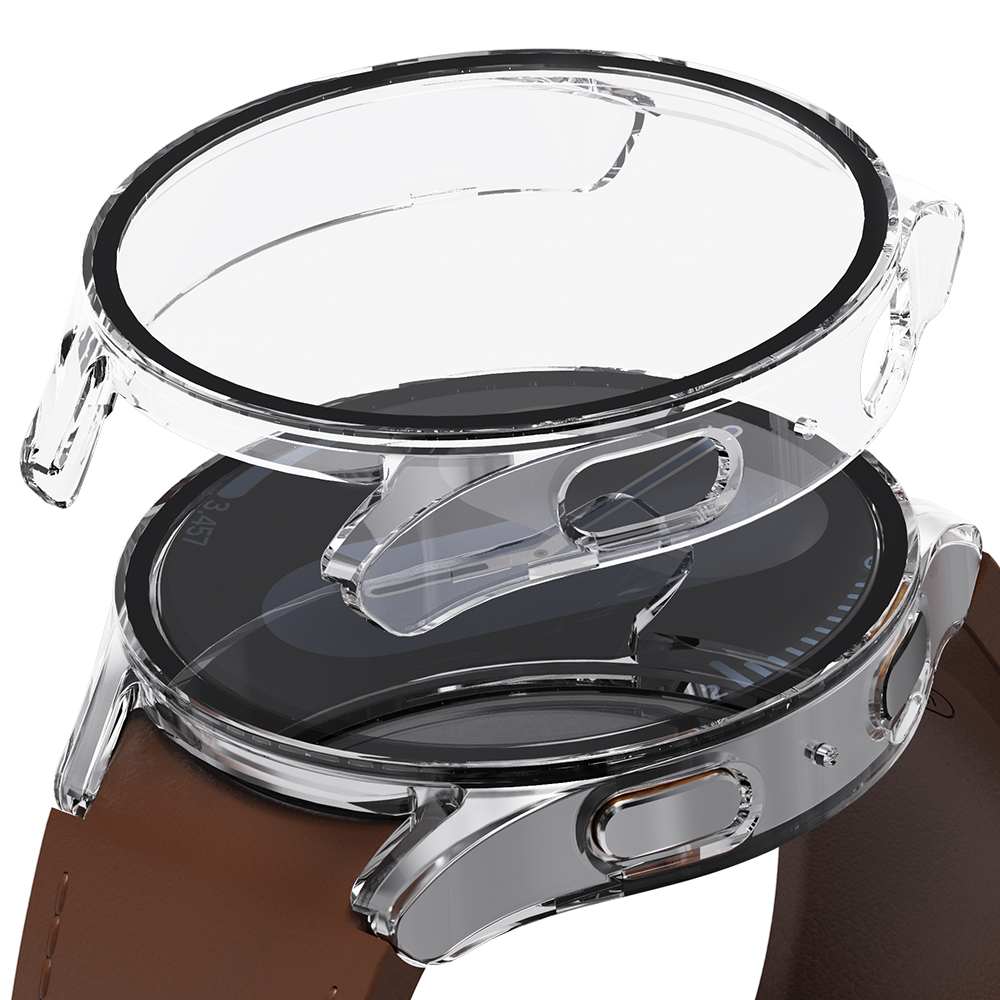 갤럭시워치 풀커버 케이스 보호 강화유리 1+1 블랙+실버, 갤럭시워치7, 44mm 이미지 2