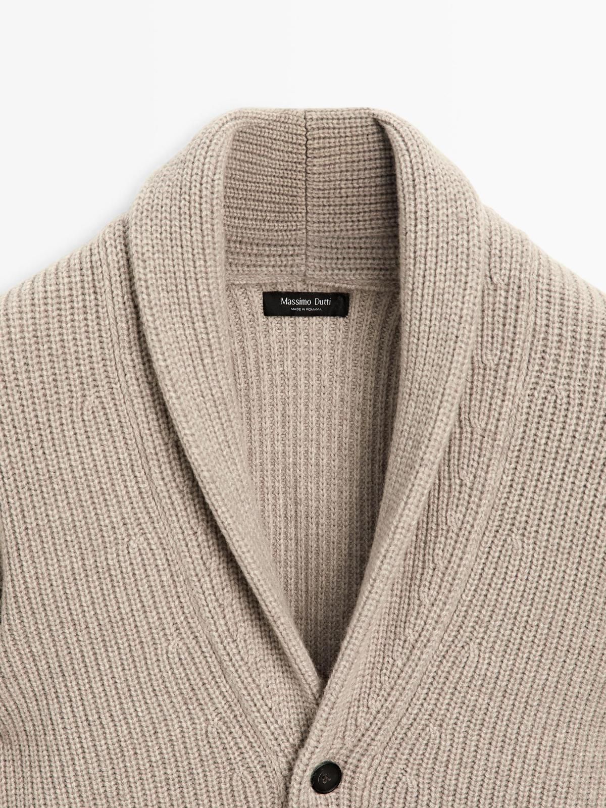 마시모두띠 울 블렌드 카라 니트 가디건 1126/247 BEIGE MARL - 상세 이미지 3