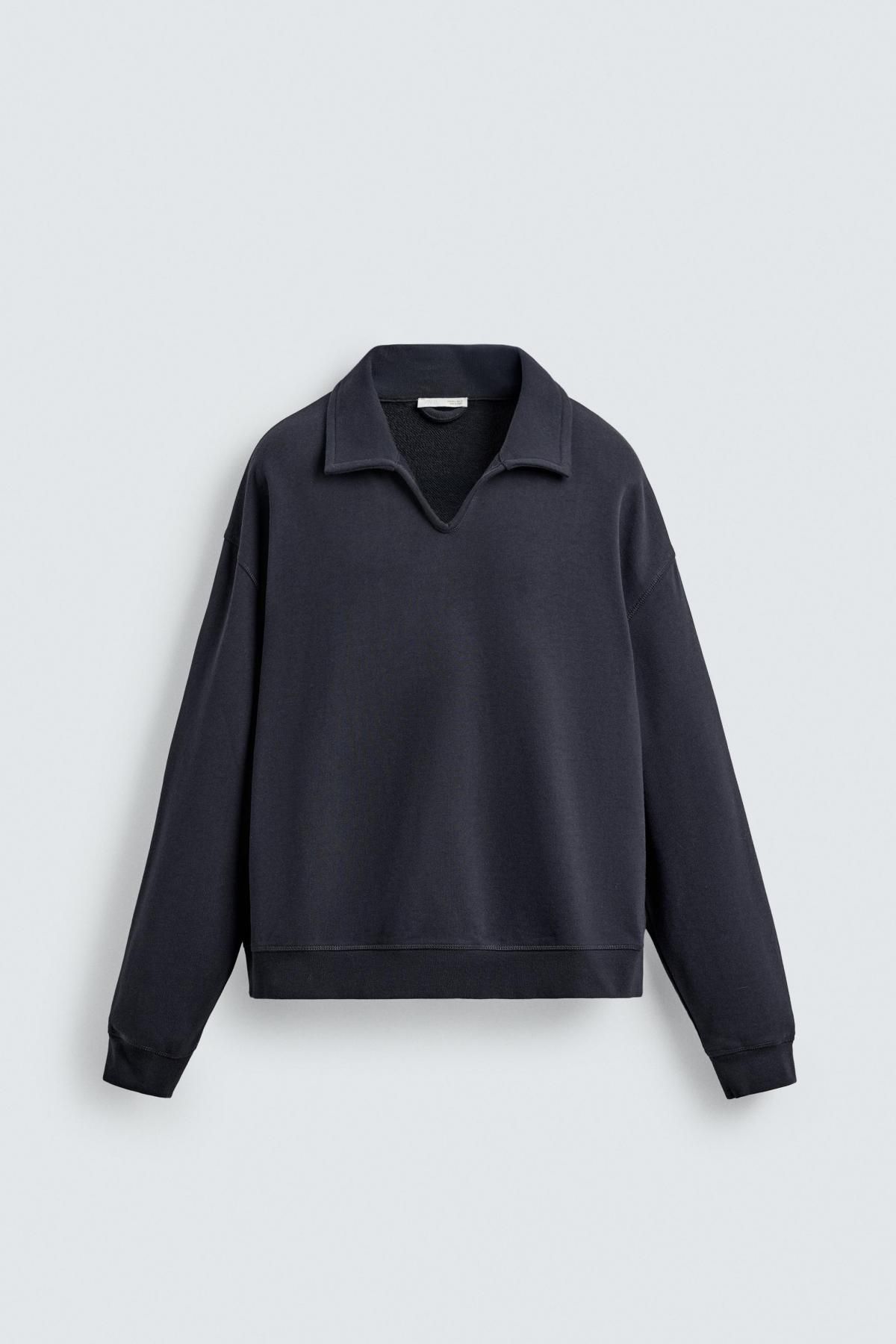 자라 테크니컬 코튼 긴팔 폴로 맨투맨 4087/368 NAVY BLUE - 메인 이미지