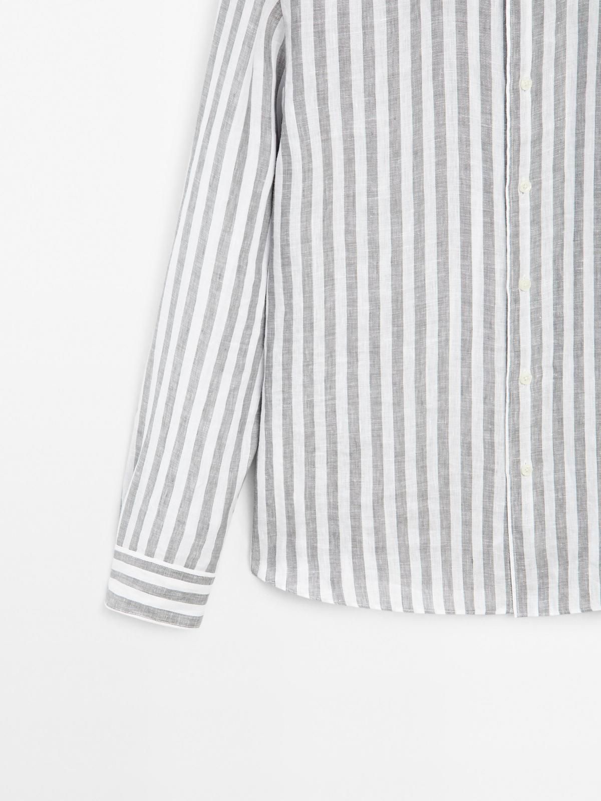 마시모두띠 스트라이프 린넨 스탠드카라 레귤러핏 긴팔셔츠 1777/270 GREYISH GREEN - 상세 이미지 4