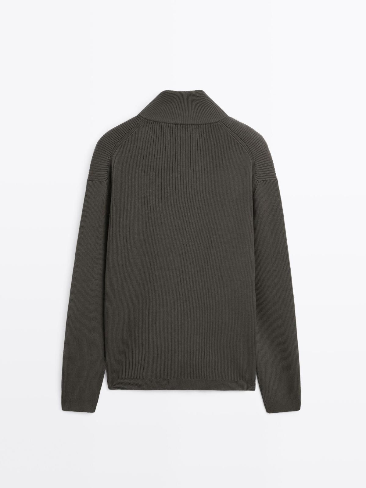마시모두띠 100 코튼 테크니컬 집업 니트 가디건 1035/201 ANTHRACITE GREY 이미지 7