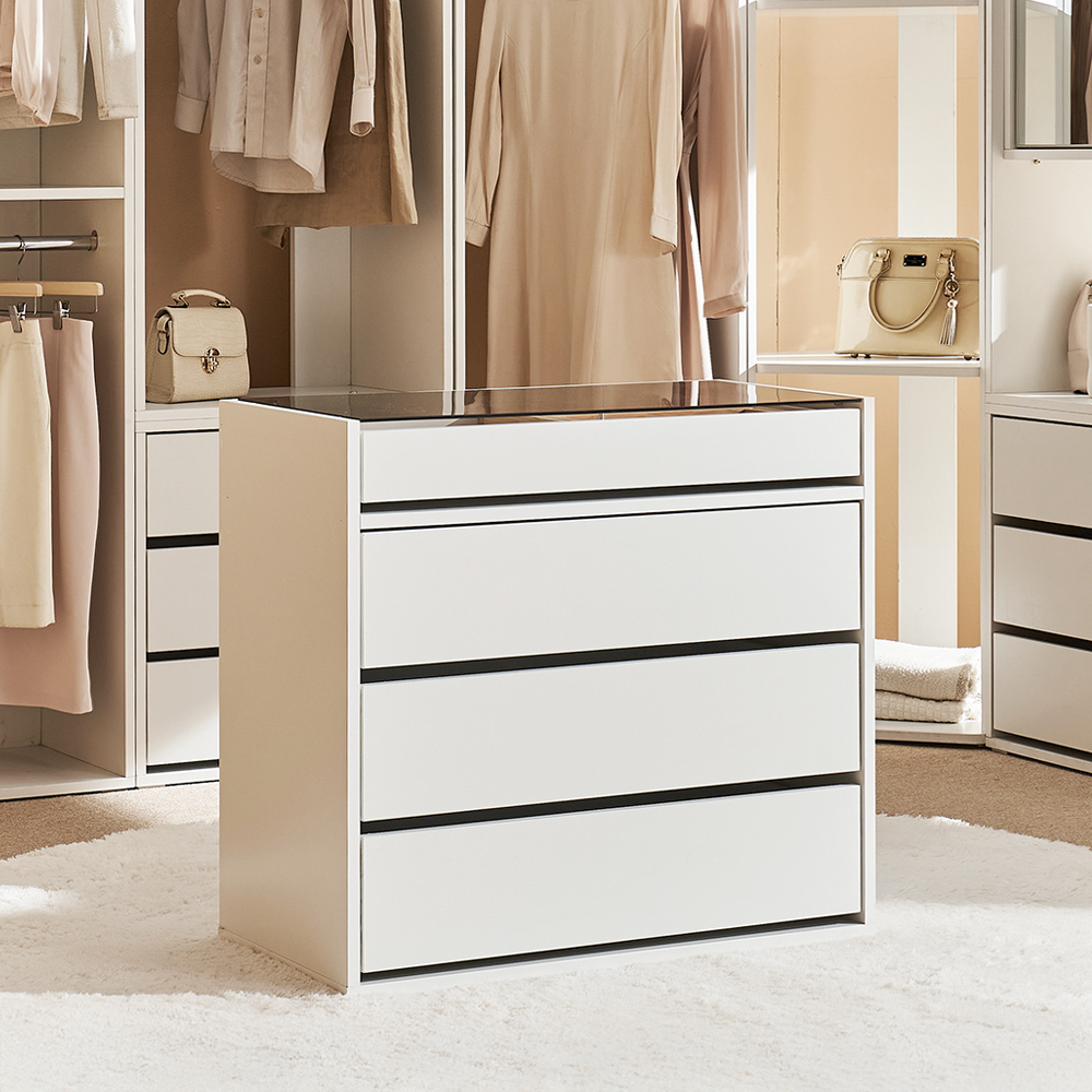 장인가구 올리세 E0 드레스룸 800 아일랜드 4단 악세사리장 옷방 수납장 안방 서랍장