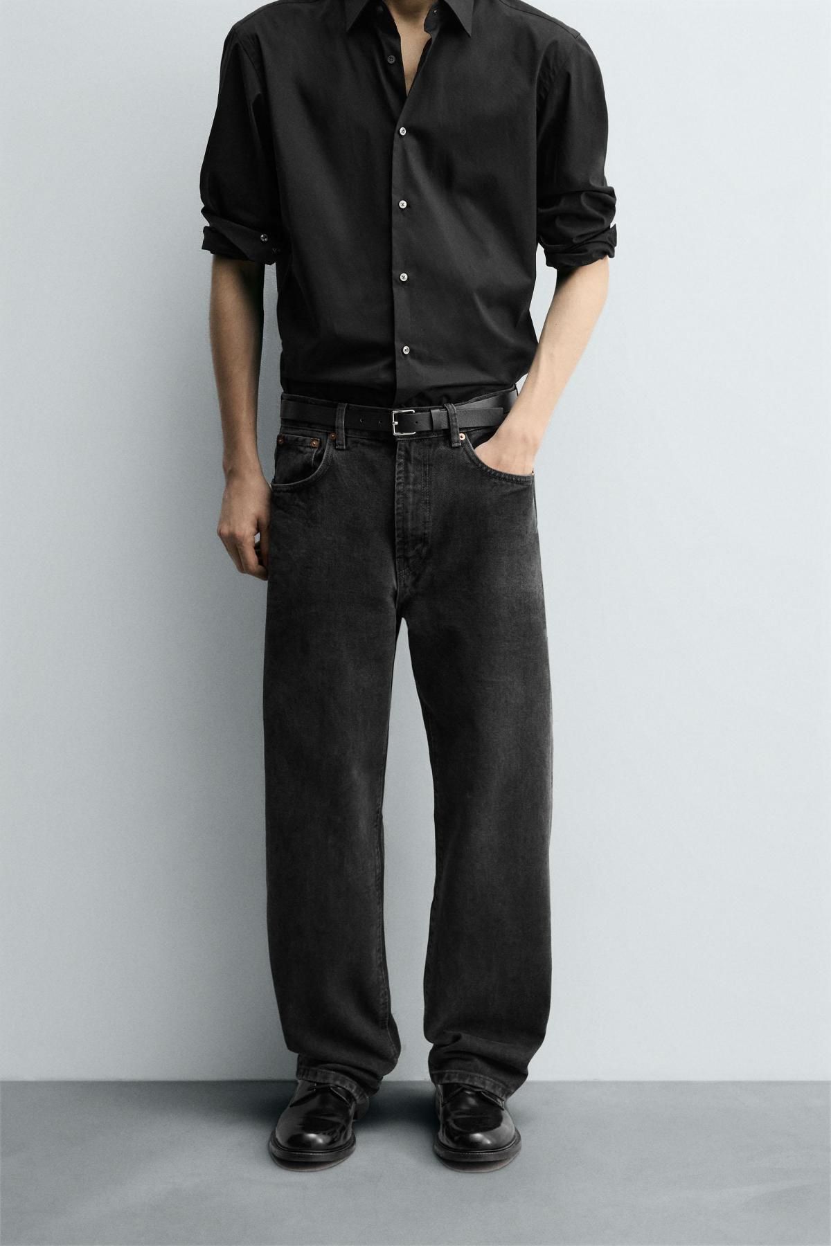 자라 워시드 블랙 릴렉스드 스트레이트핏 청바지 3991/377 CHARCOAL - 상세 이미지 3