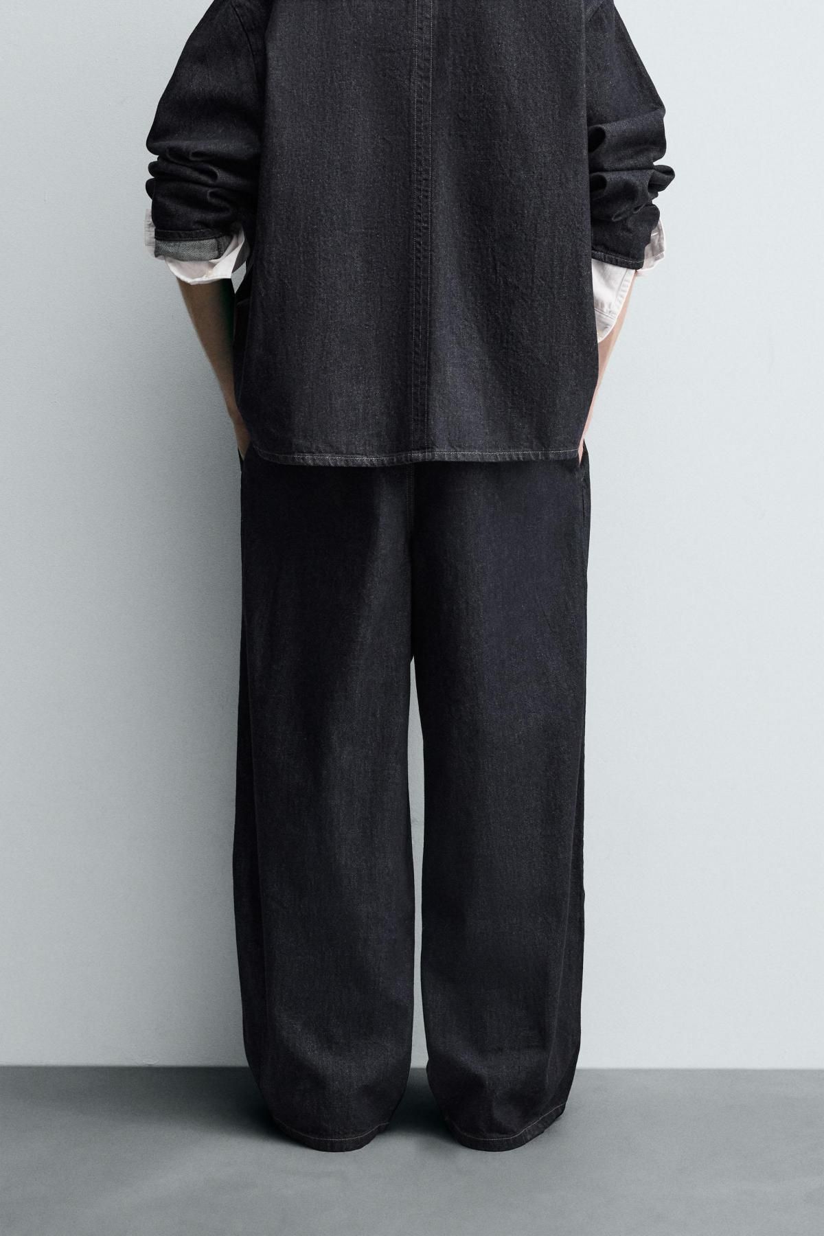 자라 테크니컬 플리츠 와이드핏 데님 팬츠 4470/302 NAVY BLUE - 상세 이미지 3