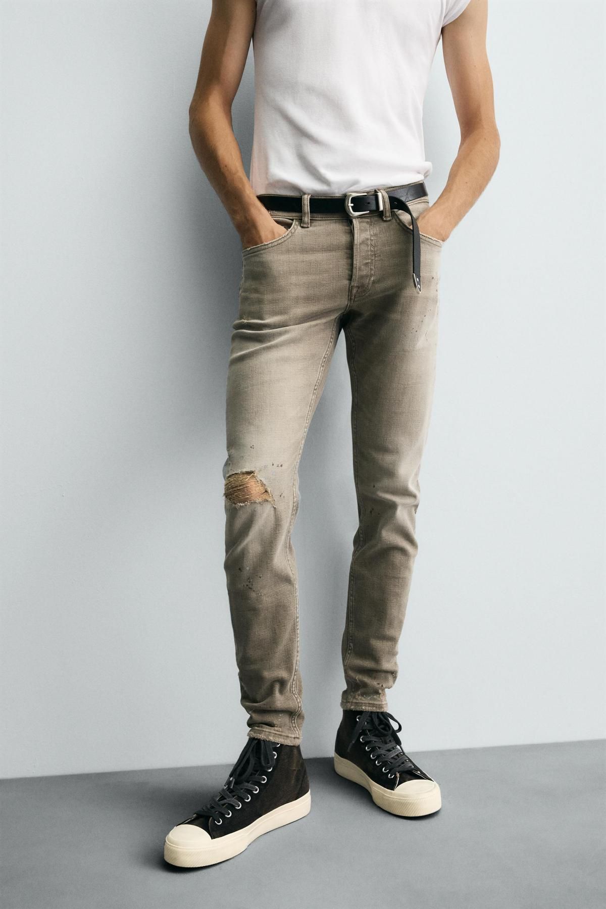 자라 슬림핏 데님 디스트로이드 스키니 청바지 6045/377 BROWN - 메인 이미지