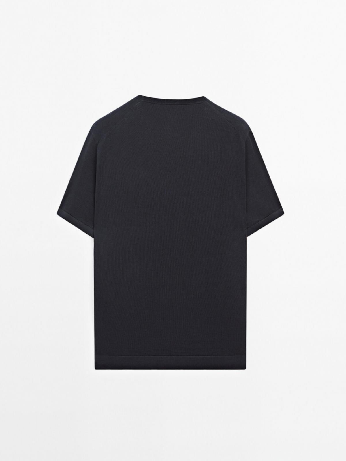 마시모두띠 미니멀 울 블렌드 라운드 니트 반팔 티셔츠 0930/210 NAVY BLUE - 상세 이미지 3
