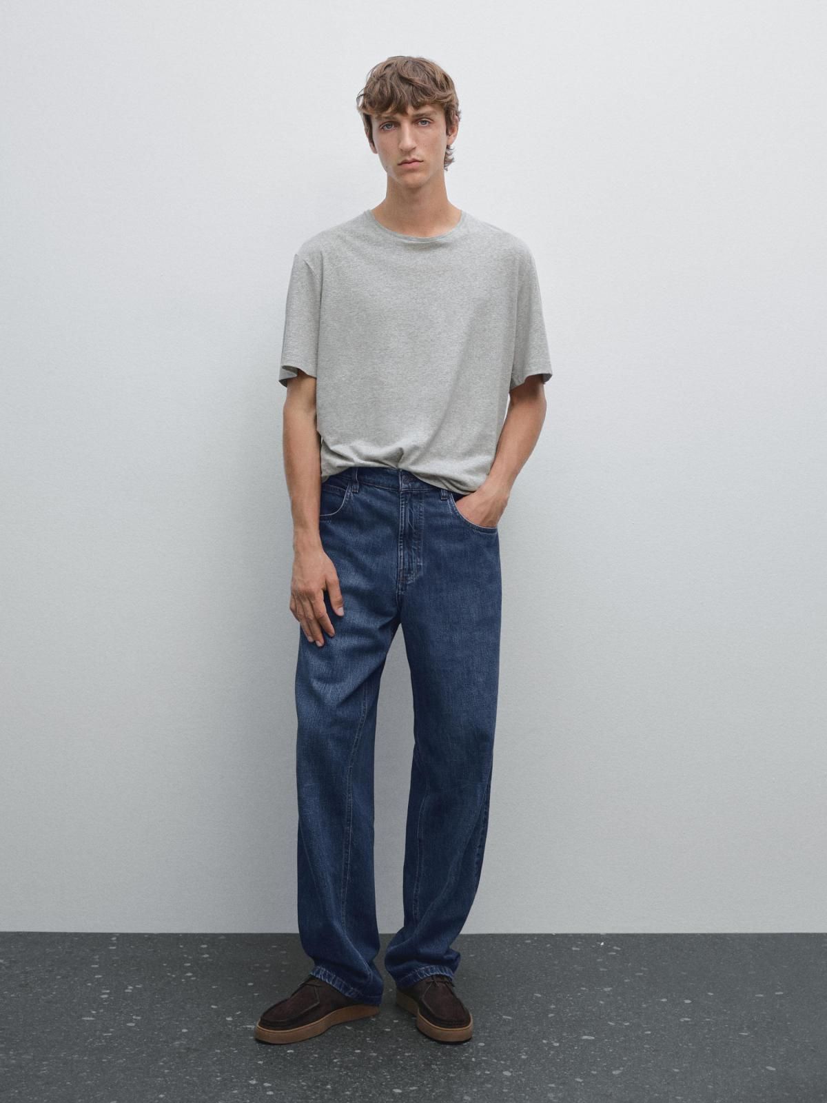 마시모두띠 멜란지 릴렉스핏 코튼 린넨 반팔 티셔츠 0508/155 GREY MARL - 상세 이미지 2