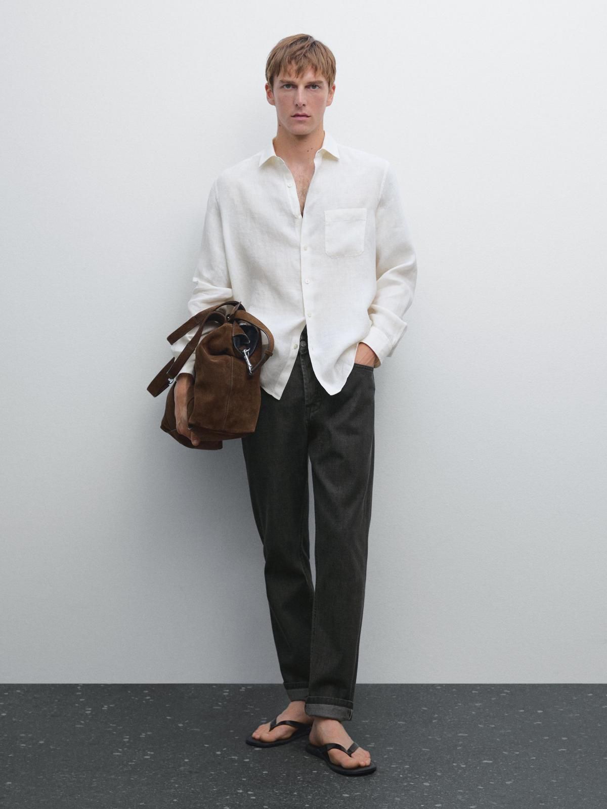 마시모두띠 린넨 레귤러핏 클래식 포켓 화이트 긴팔 셔츠 1751/777 BEIGE - 상세 이미지 2