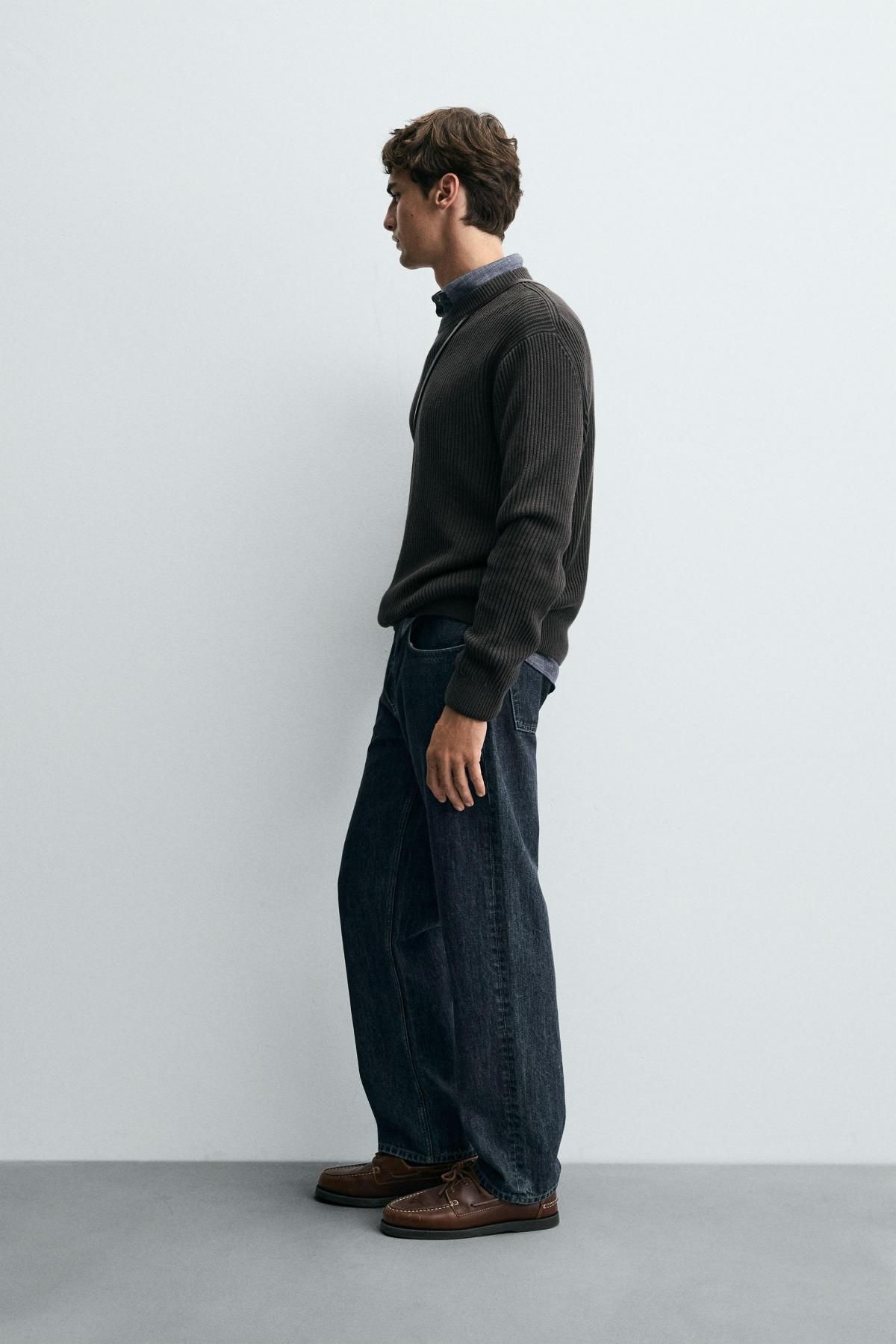 자라 리브드 텍스처 라운드 니트 스웨터 3284/305 GREYISH - 상세 이미지 5