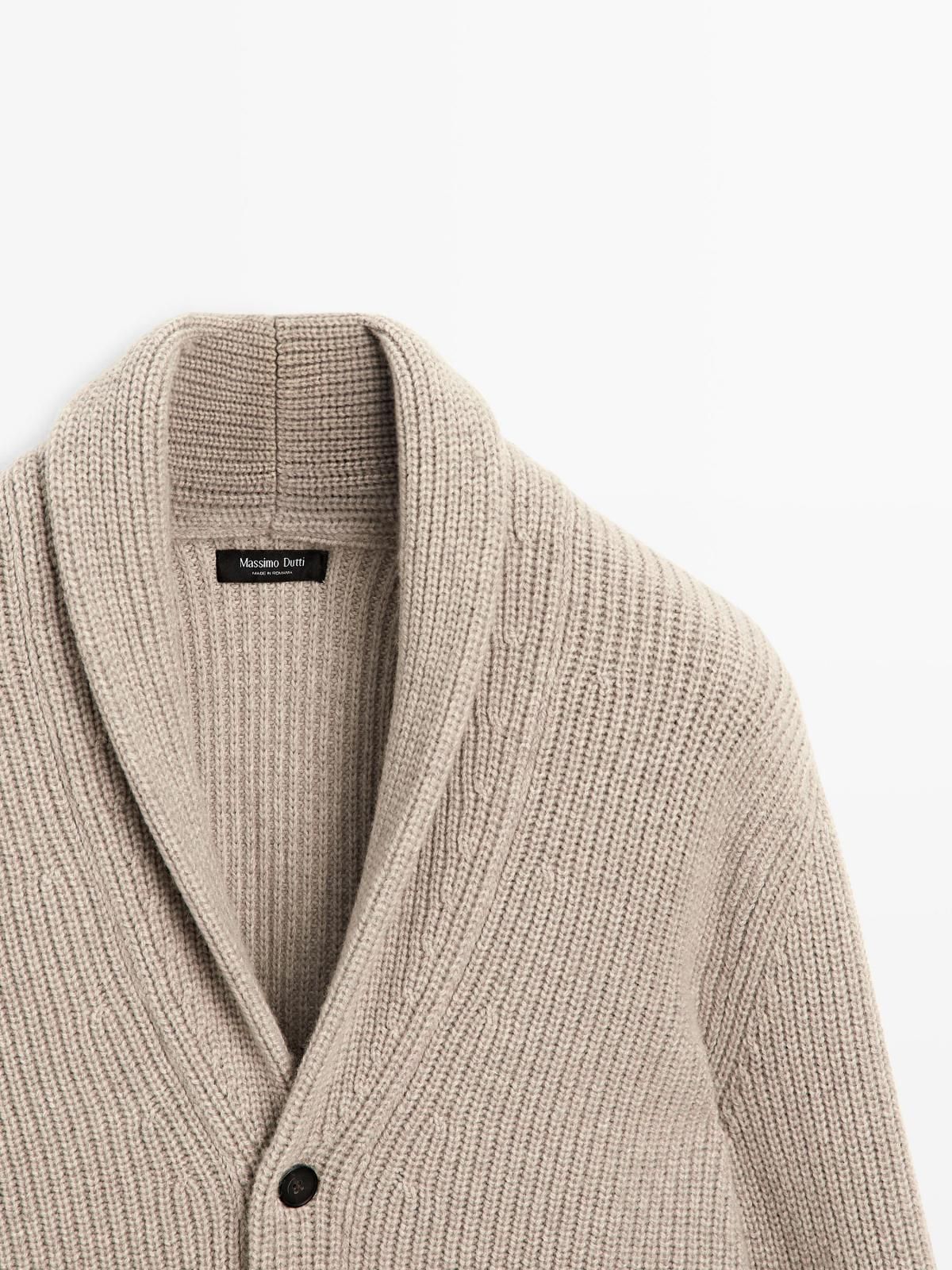 마시모두띠 울 블렌드 카라 니트 가디건 1126/247 BEIGE MARL - 상세 이미지 4